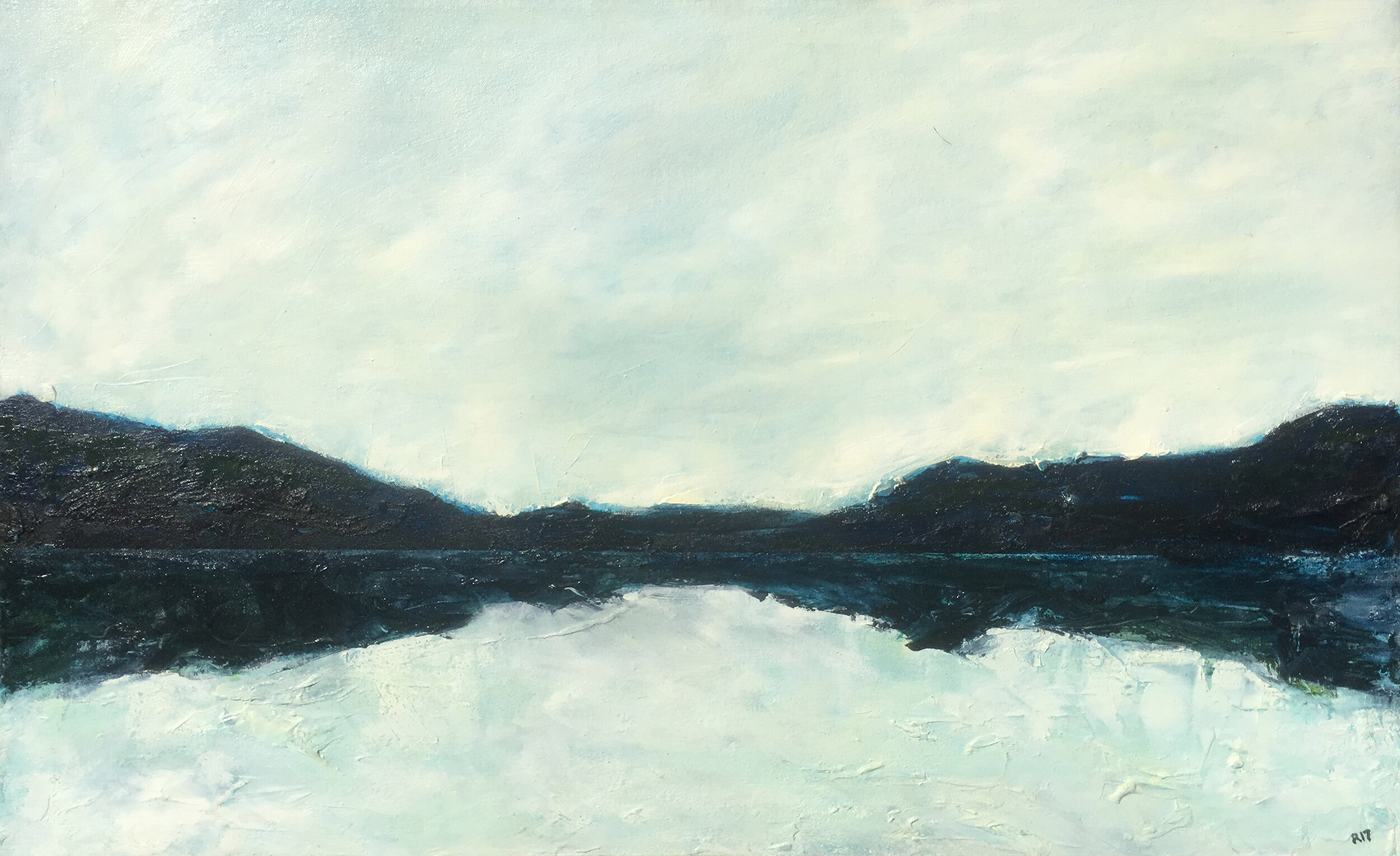 LAKE BURLEY GRIFFIN, COLD MORNING - 18 X 32 inches, Oil on Streched Canvas
