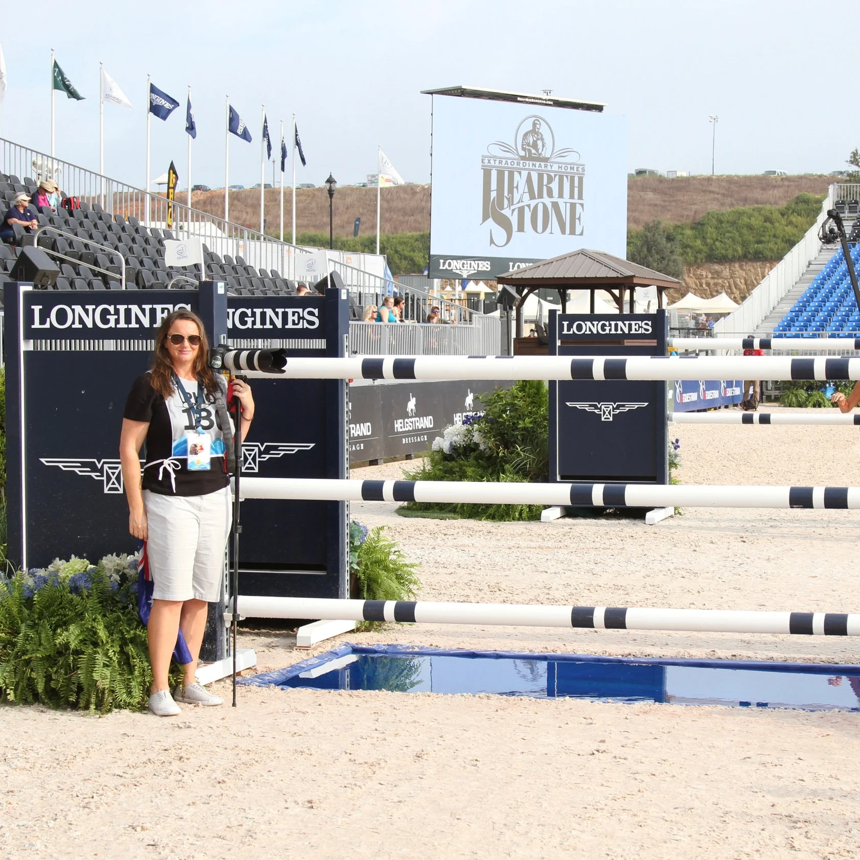 Me on the other side of a photo at the HUGE Longines Water Oxer at amazing Tryon Equestrian Centre, WEG, North Carolina, USA, 2018