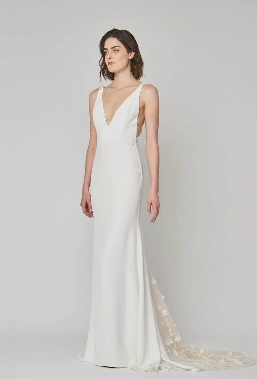 sleek silk wedding dress