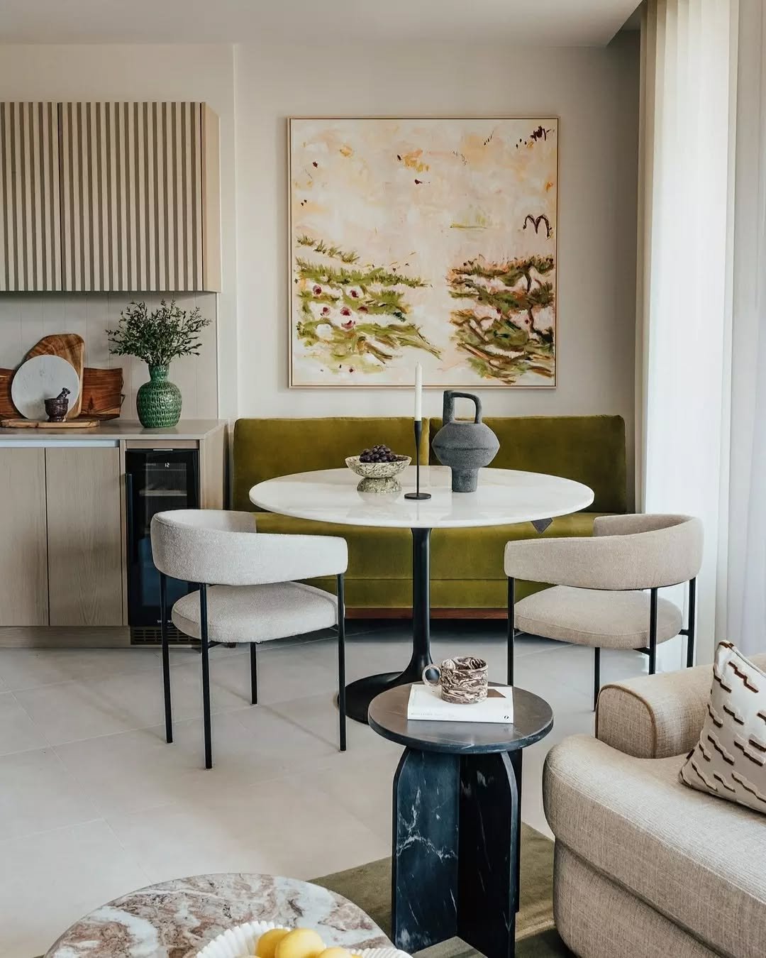 Designed to work cleverly and beautifully, for the rhythms of real life in London. 🤍

Our Nine Elms show home by @a.london.interiors brings together soft textures, curved silhouettes, and a fresh, uplifting palette that&rsquo;s full of quiet charm. 