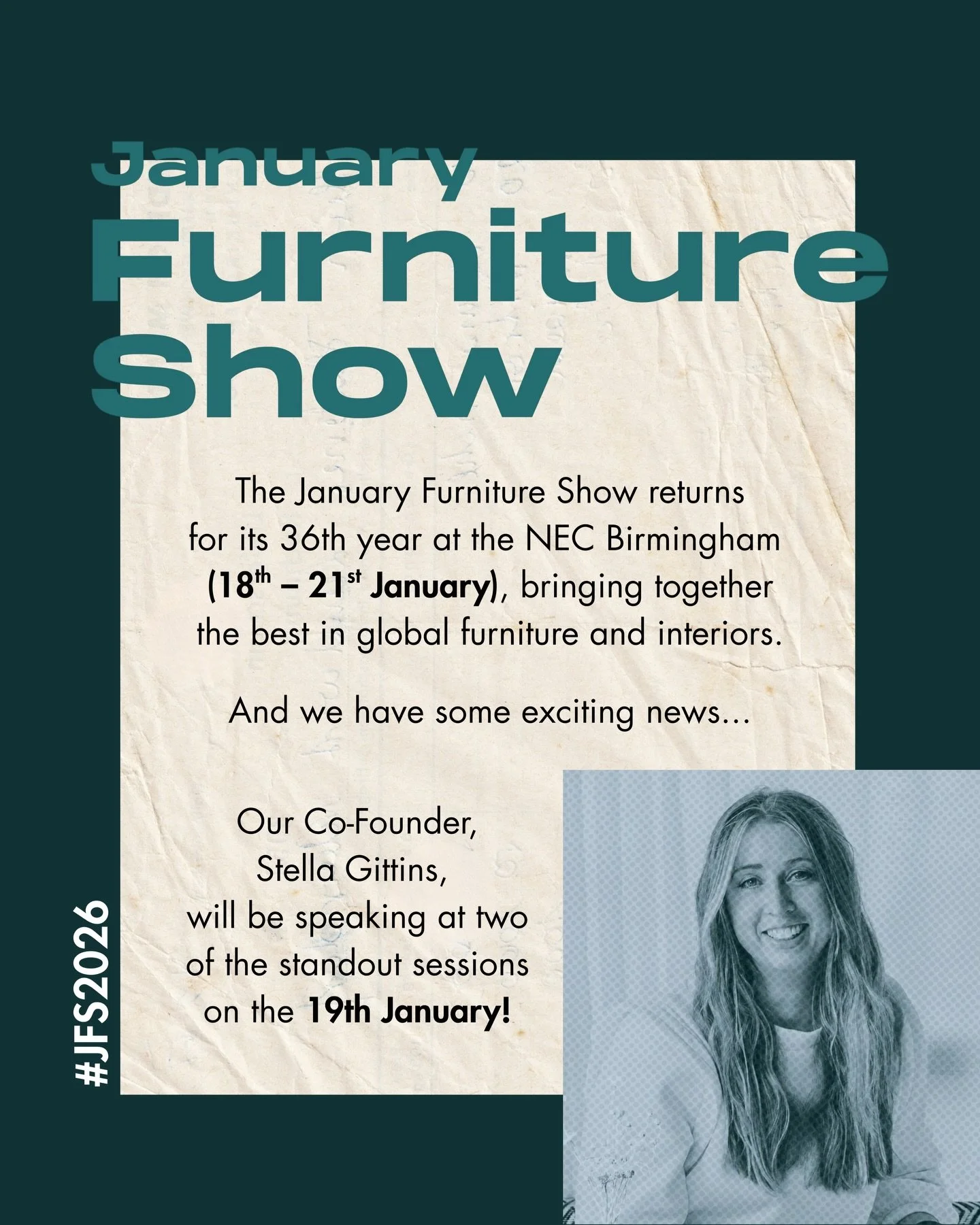 ✨ Big conversations. Brilliant minds. And the future of interiors, all under one roof.

We&rsquo;re heading to #JFS2026 next week at the NEC Birmingham, and our Co-Founder Stella Gittins will be speaking at two standout sessions on 19th January.

🕚 