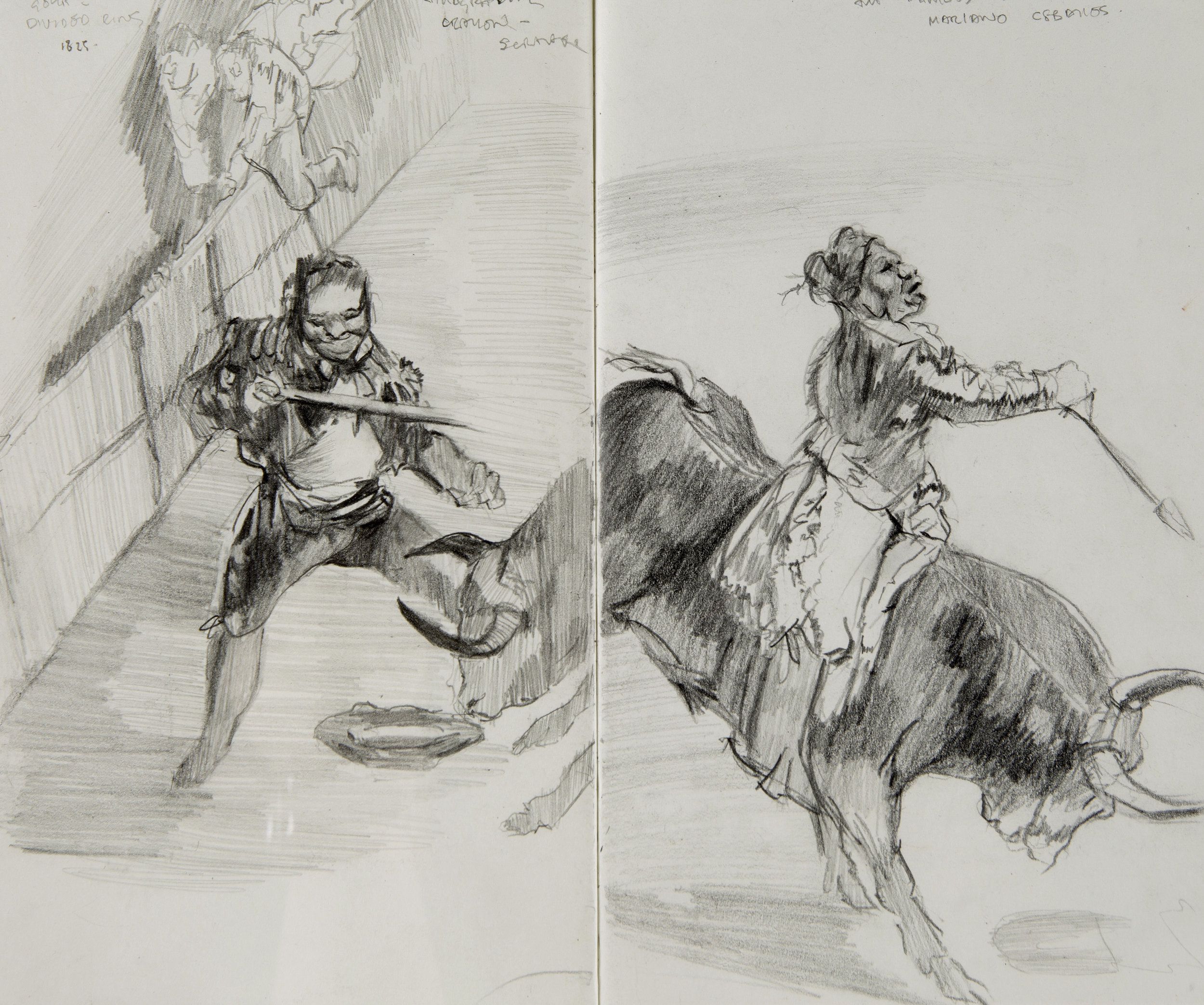 Sketchbook studies after 'La Tauromaquia,' 1816, Francisco de Goya 