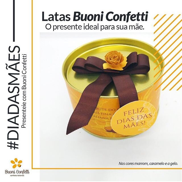 Presenteie sua m&atilde;e e todas as mam&atilde;es que voc&ecirc; ama e admira com uma maravilhosa lata Buoni Confetti! Cont&eacute;m 200 gramas da mais fina am&ecirc;ndoa recheada italiana, podendo mesclar diversos sabores! Esta lata est&aacute; lin