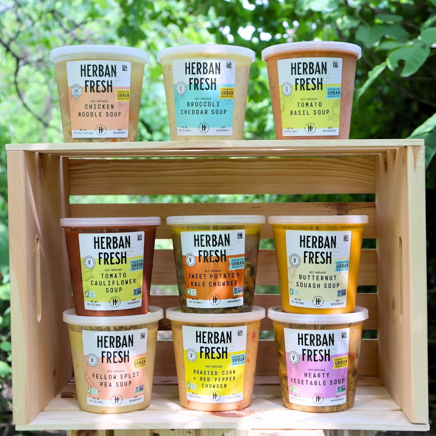 It may not be peak soup season, but our Herban Fresh soups are looking beautiful in the sunshine! ☀️