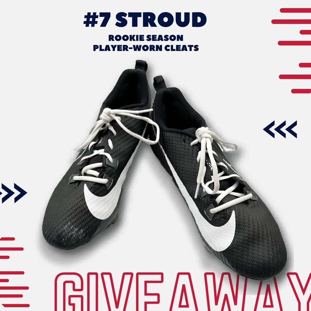 🤠 Howdy, Texans Nation! 🤠

🏈 Gear up to elevate your game with the to win the ultimate prize: #7 STROUD Rookie Season Player-Worn Cleats! Don't miss this golden opportunity to secure your piece of gridiron glory!

📱 Head to the Texans Team App ➡️