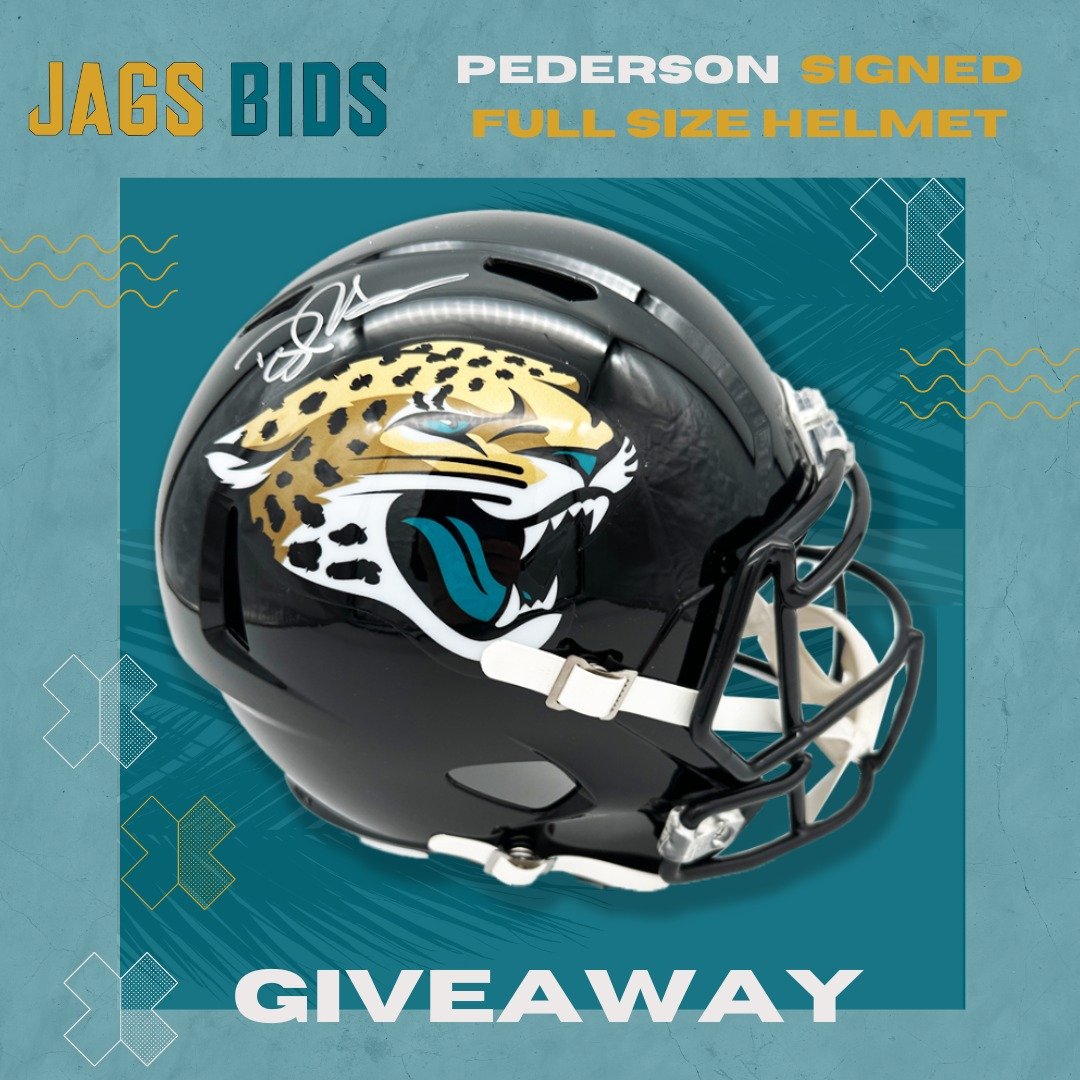 🔥 Attention #Duuuuval Fans! 🔥

🏈 Get ready for an electrifying LAST CHANCE to win an exclusive PEDERSON ✍️ Full Size Helmet! 🐆 Don't miss your chance to seize victory this weekend!

🎁 Take action now and head to the Jaguars Team App ➡️ Jags Bids