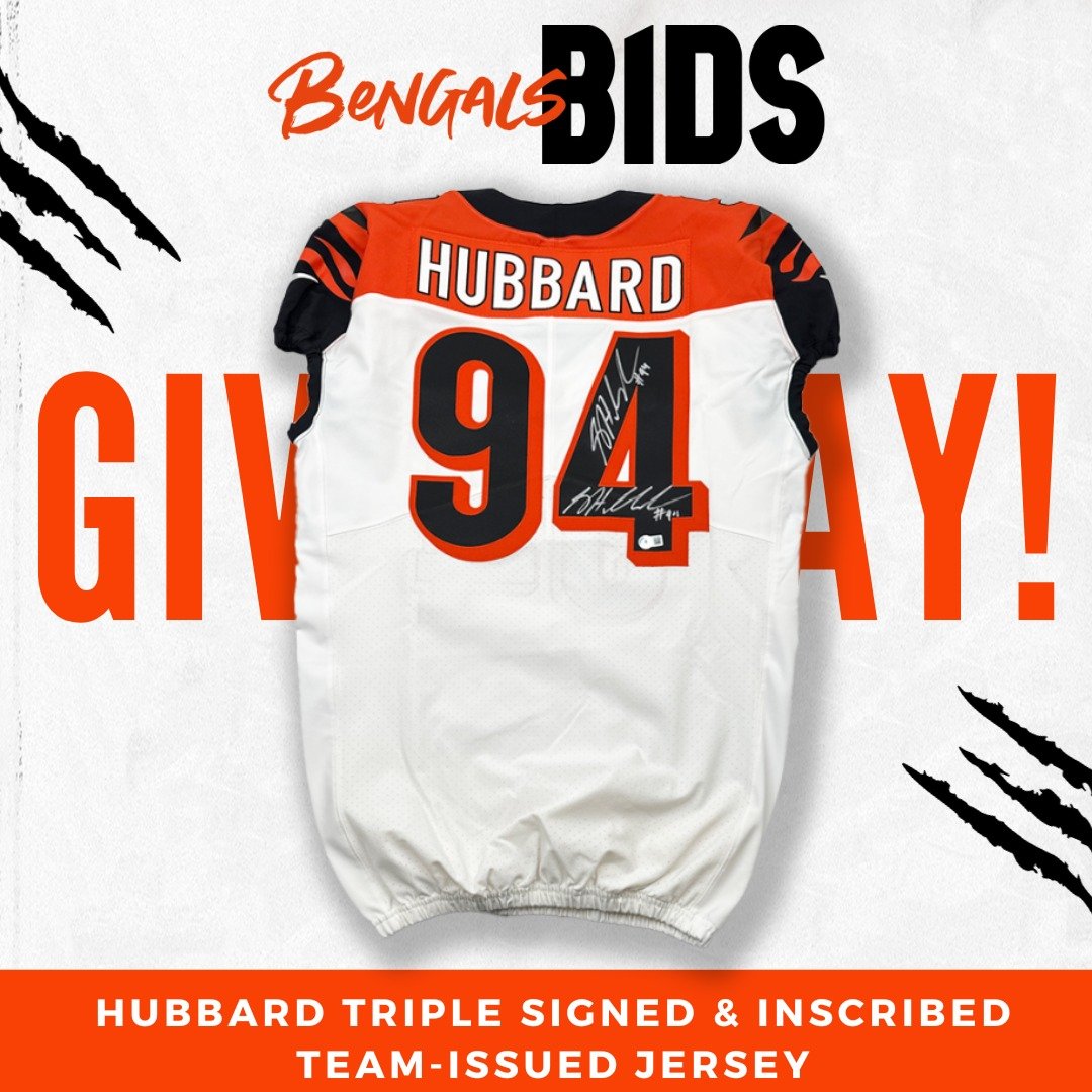 🐅 Calling all #WhoDey faithful! 🐅

🏈 Bengals fans, this is your very LAST CHANCE to win big with our #94 Hubbard TRIPLE SIGNED &amp; Inscribed White Team-Issued Jersey giveaway! 🎉 Don't miss out on this exclusive opportunity!

📲 Enter NOW throug