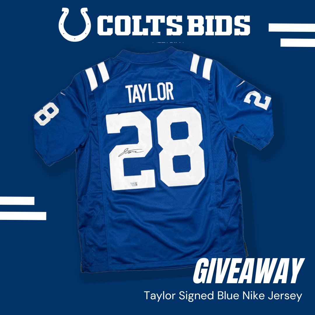 🏈 Attention, Colts Fans! 🐆 This is your FINAL opportunity to win an exclusive TAYLOR ✍️ Blue Nike Jersey! Don't miss out on your chance to score big this weekend!

🎁 Head over to the Colts Team App ➡️ Colts Bids ➡️ Filter ➡️ Giveaways to secure yo
