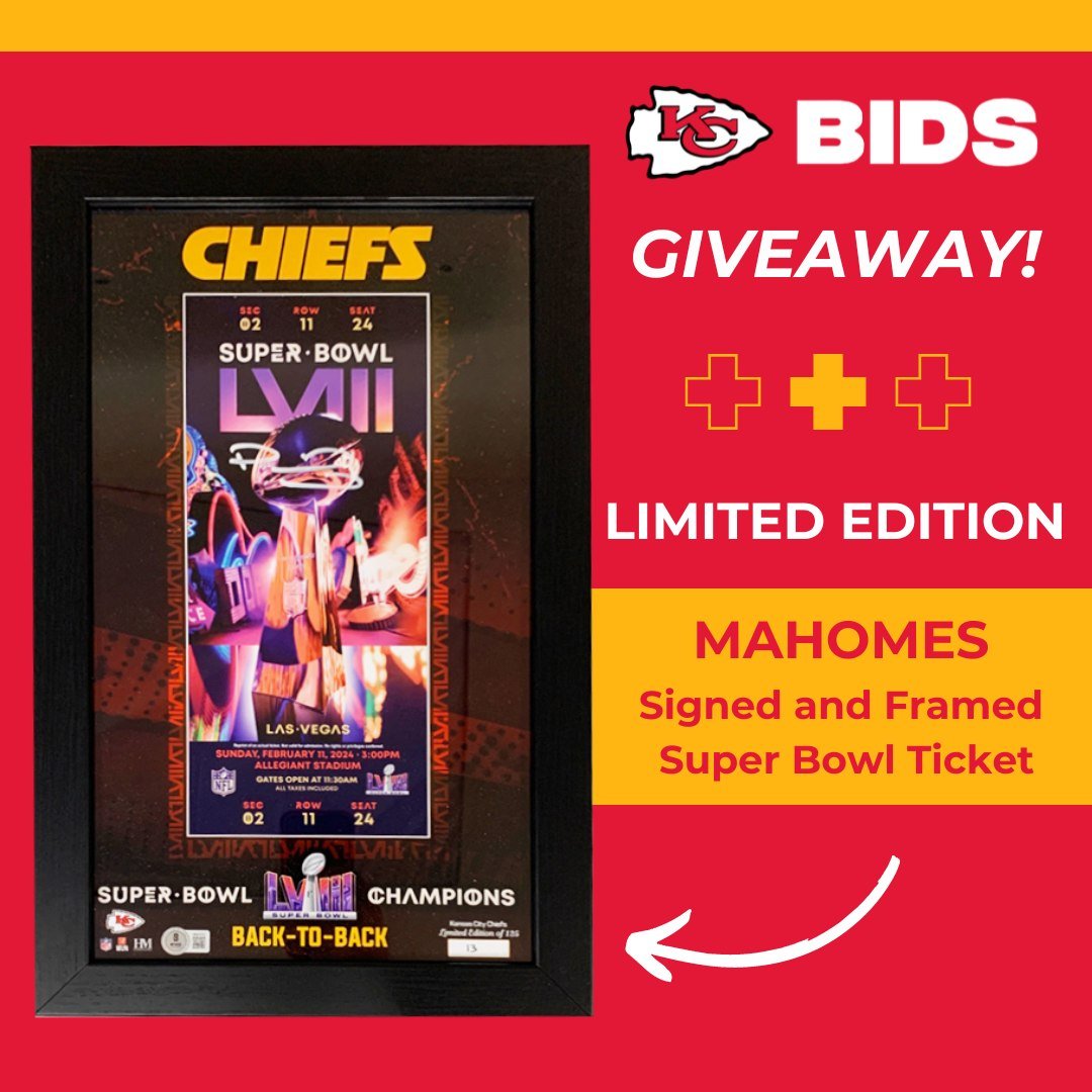 🔥 Attention all members of #ChiefsKingdom! 🔥

🏈 It's your LAST CHANCE to claim the ultimate prize: the exclusive LIMITED EDITION Mahomes Signed and Framed Super Bowl Ticket Photo #13l!

📲 Dive into the excitement via the Chiefs Team App ➡️ CHIEFS