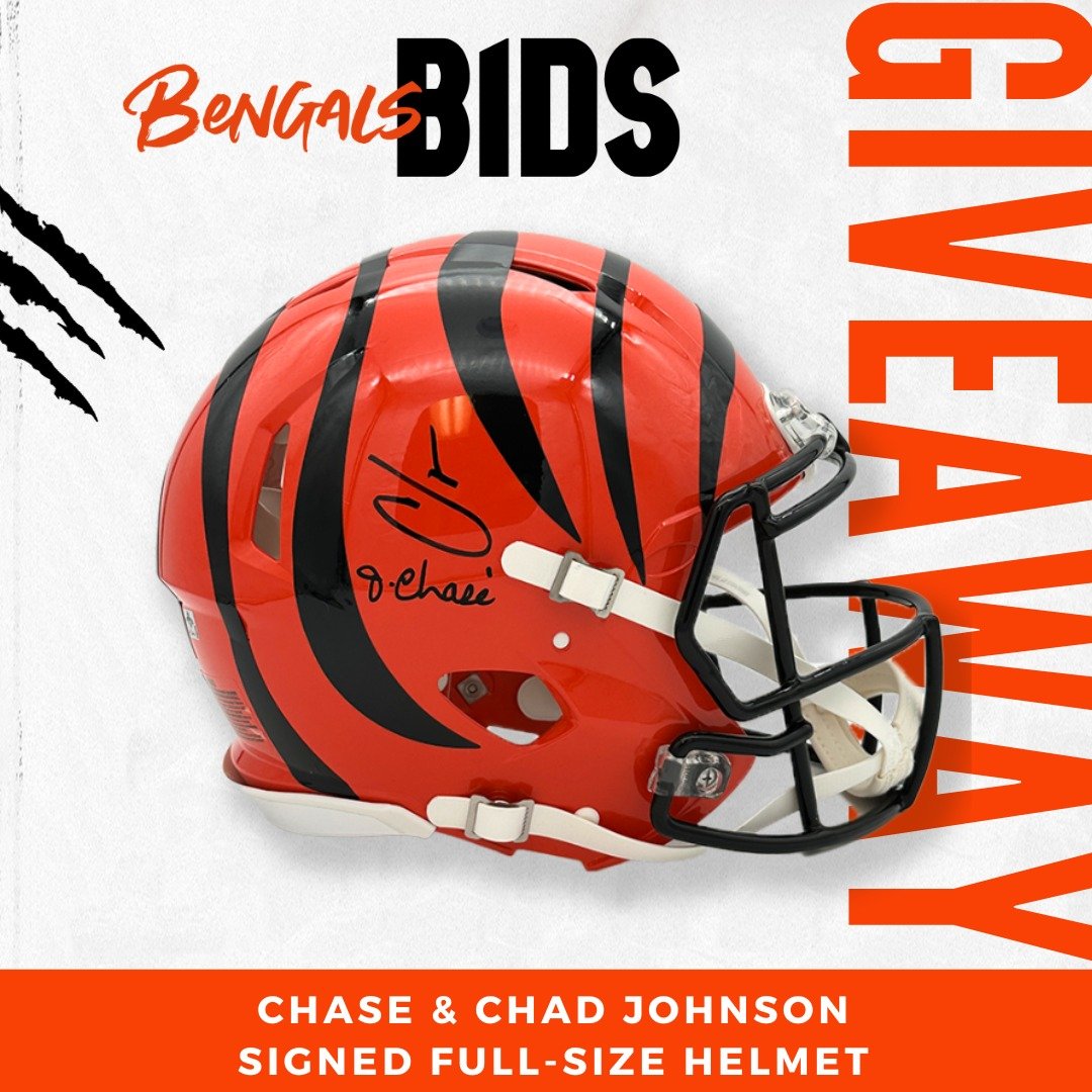 🔥 Attention all #WhoDey warriors! 🐅

🏈 Bengals enthusiasts, get ready to ignite the stadium with our electrifying Chase &amp; Chad Johnson Signed Full-Size Helmet giveaway! 🎉 This is your golden ticket to gridiron glory!

📲 Don't hesitate! Dive 