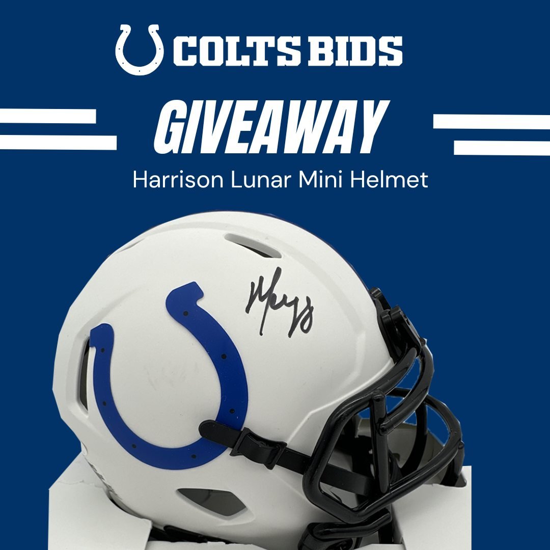🏈 Attention, Colts Fans! 🐆

🎉 Gear up for a chance to win big with our exclusive HARRISON ✍️ Lunar Mini Helmet giveaway! This weekend, victory awaits!

🎁 Hurry over to the Colts Team App ➡️ Colts Bids ➡️ Filter ➡️ Giveaways to lock in your shot a