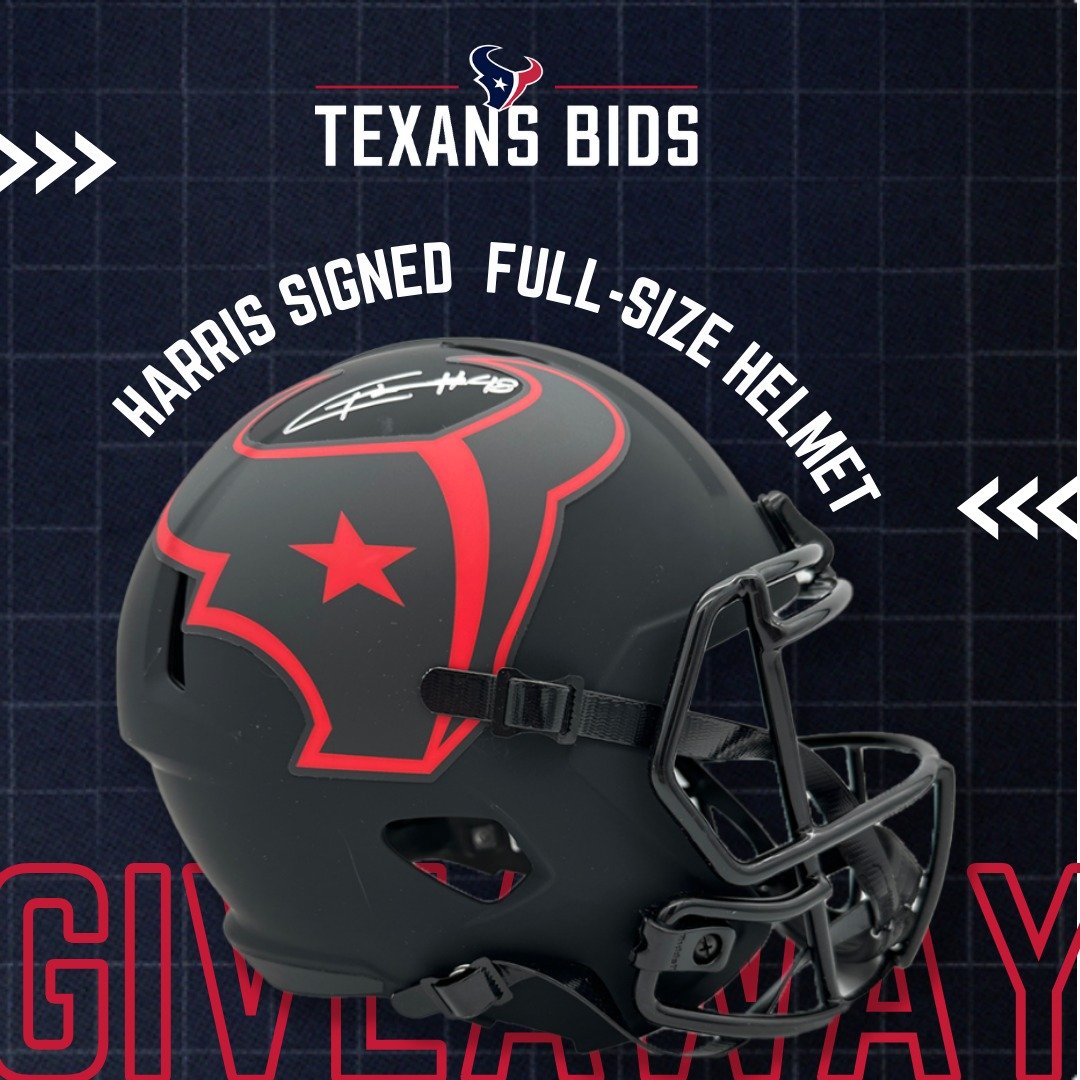 🚨 TEXANS NATION, ARE YOU READY? 🚨

🏈 Gear up for gridiron glory and seize your shot at victory with a signed Full-Size Helmet by HARRIS! This is your moment to claim the ultimate prize!

📱 Don't wait! Dive into action on the Texans Team App ➡️ Te