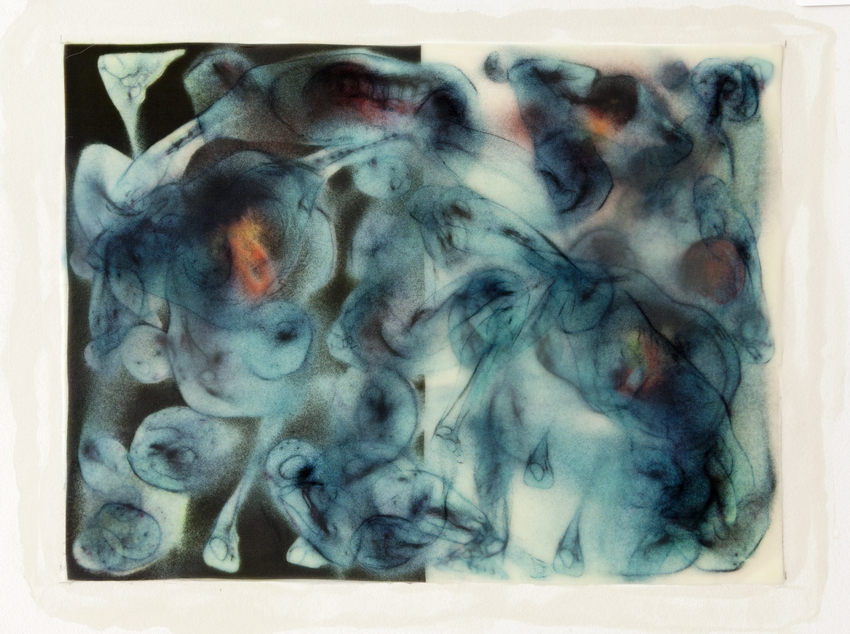 Untitled, 2014 silk and encaustic on panel, 20 x 24 in.