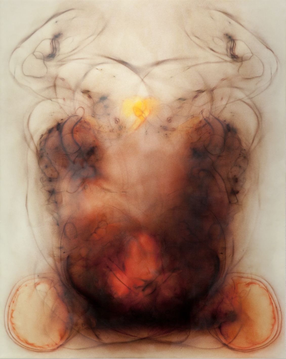  Divine Discontent, 2013 silk and encaustic on panel, 60 x 48 in. 