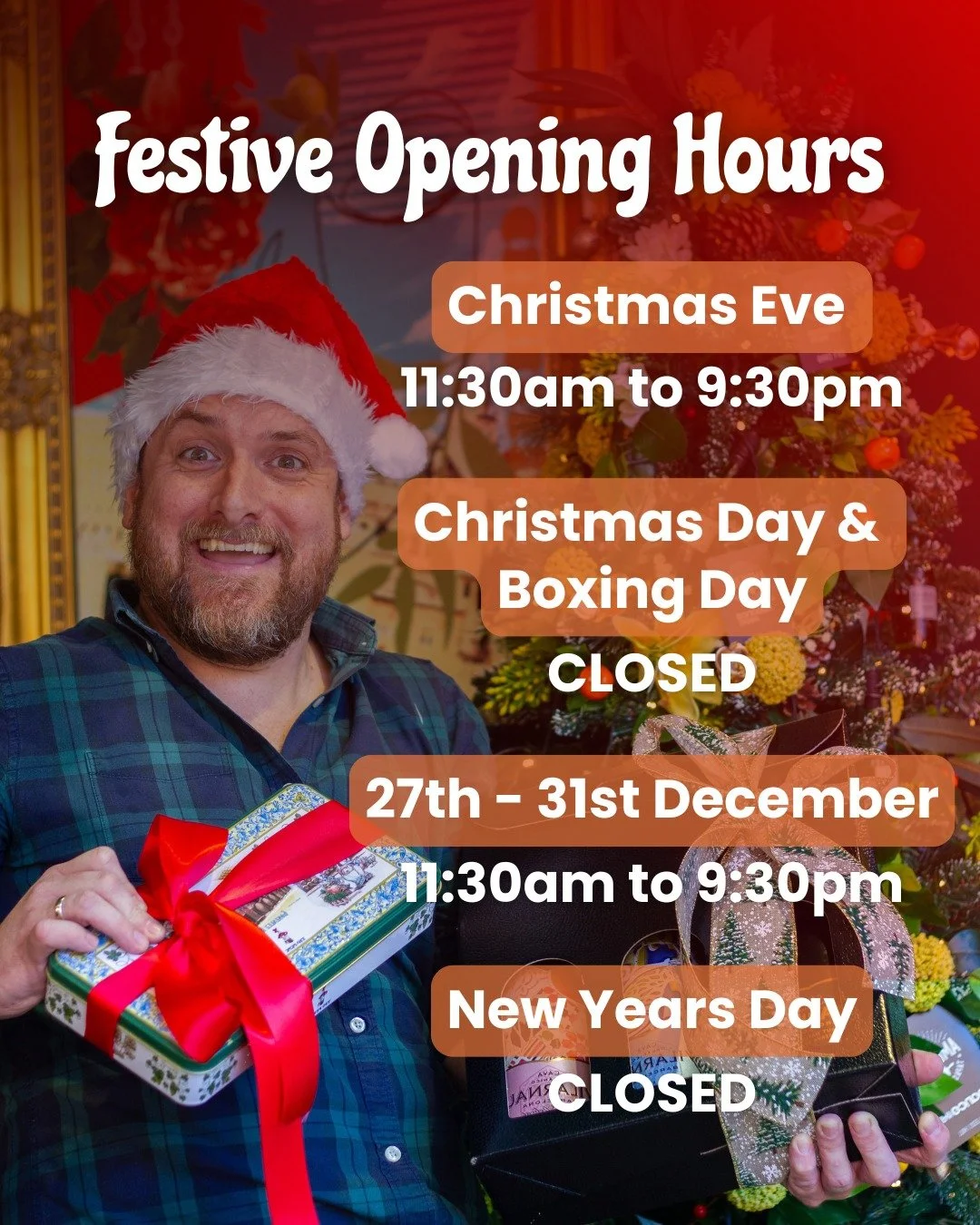 Check out our festive opening hours🎄🌟

Whether it&rsquo;s a Christmas catch-up or a New Year toast, get your table booked now through the link in our bio🧡