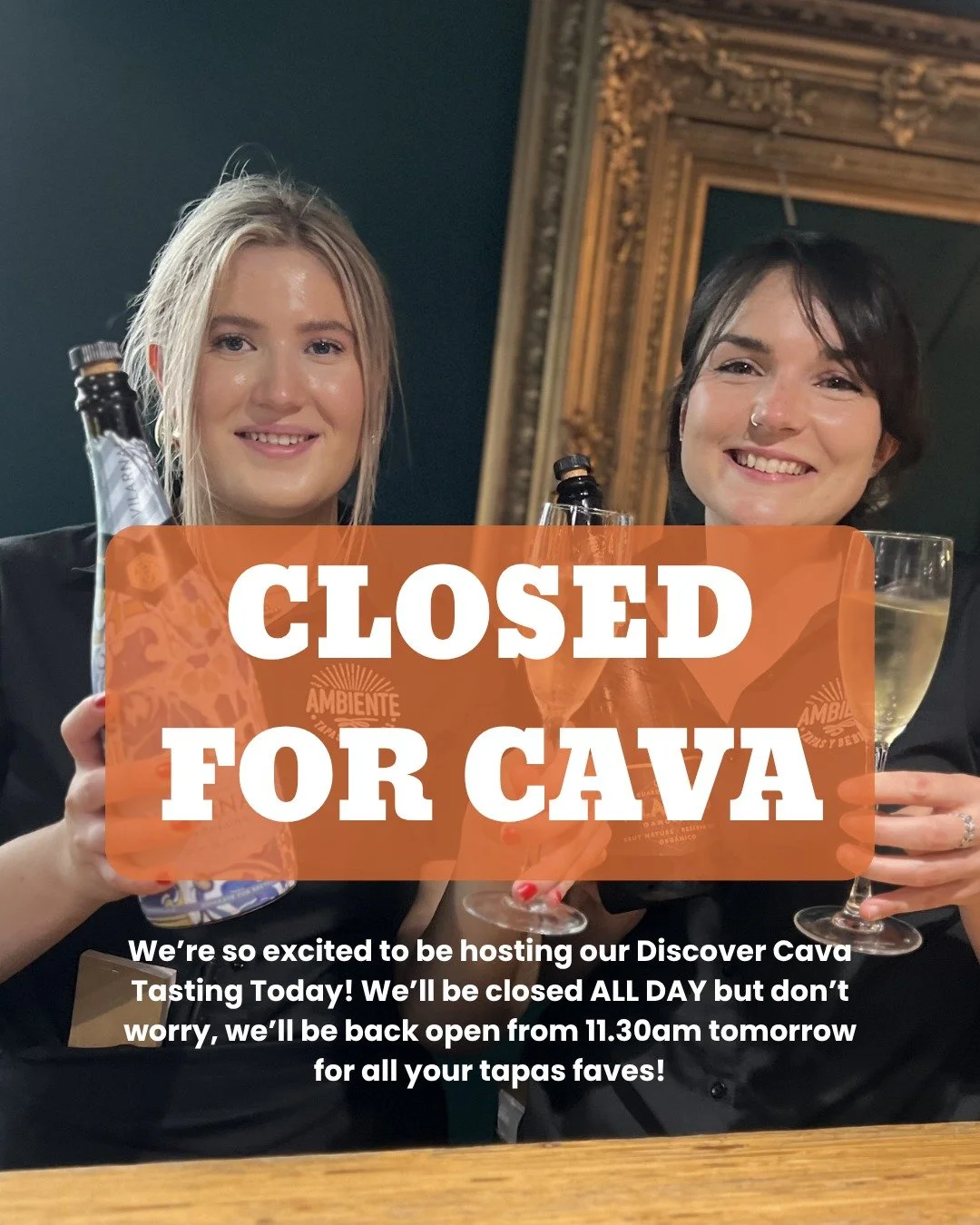 CLOSED FOR CAVA 🥂

We're so excited for Eva @cavavilarnau and Hamish @gonzalezbyassuk to be joining us today for our Discover Cava tasting event! 

We'll be closed all day but don't worry! We're back open from 11.30am tomorrow for all your tapas fav