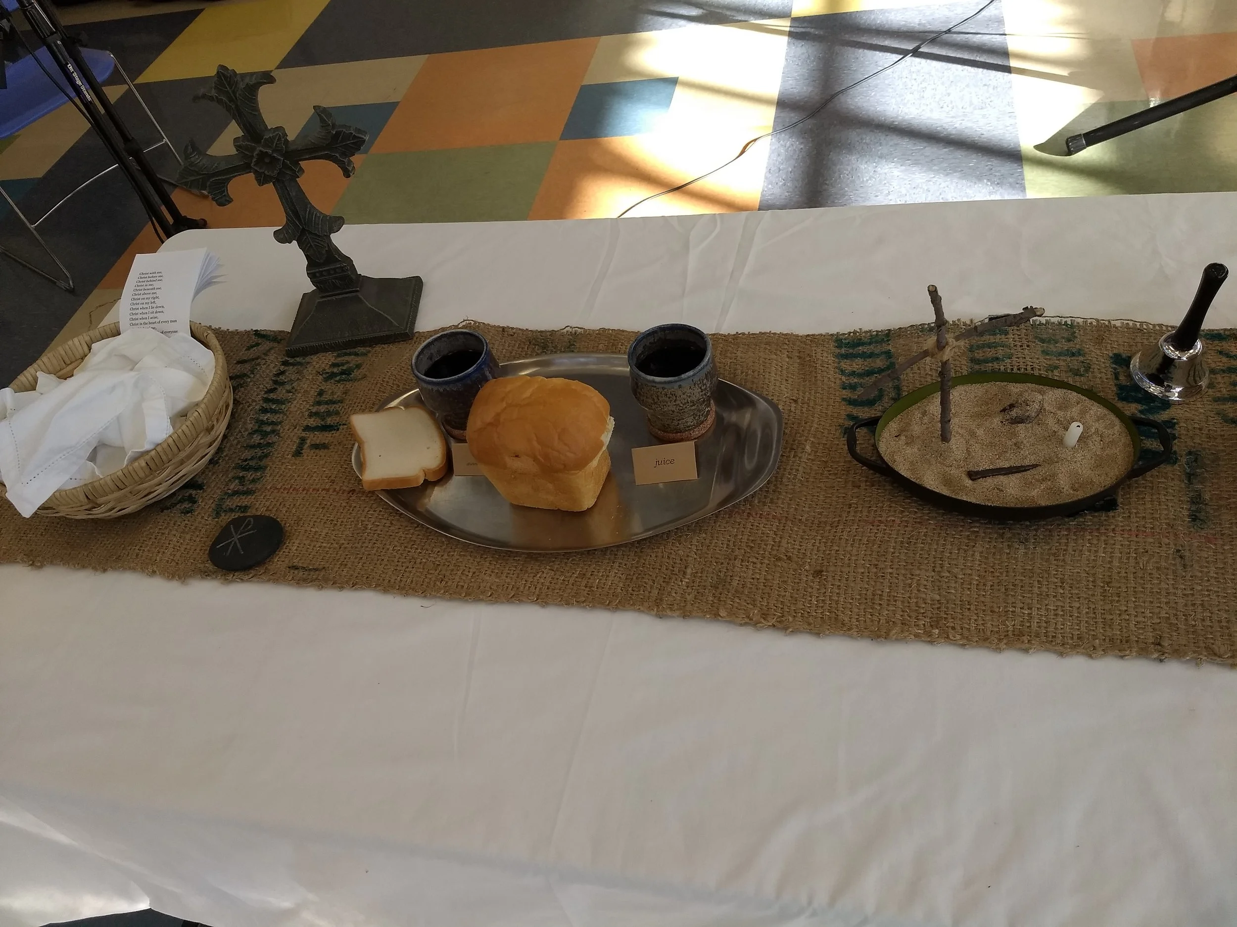 There are three types of gatherings - and they’re all tables. This is THE table - complete with Lenten centerpiece.