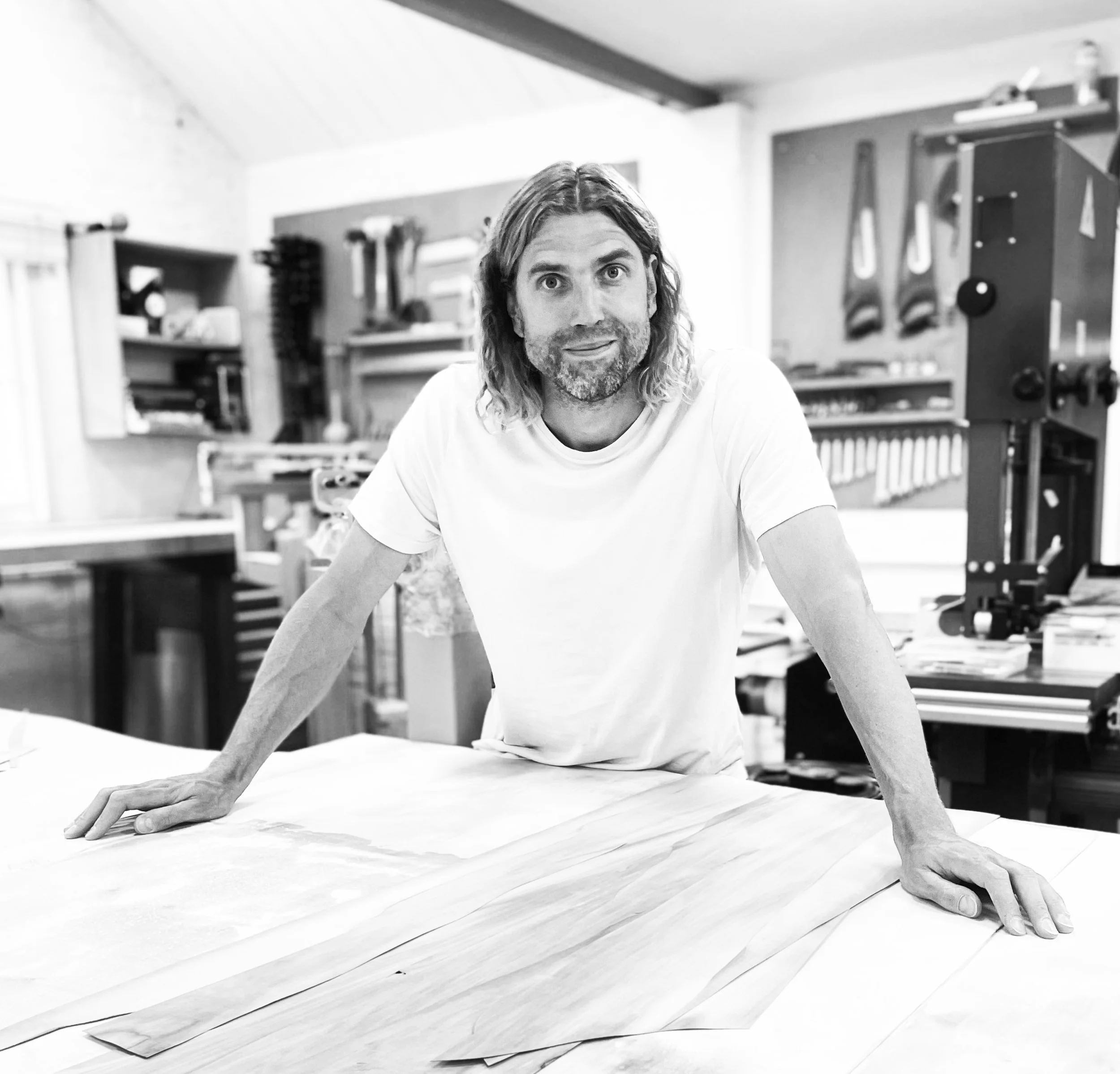 Craftsman Ian Milnes at home in his workshop 