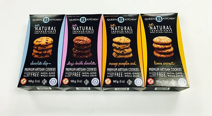 SILVER WINNER Brand Name: Queen B Kitchen artisan cookies Brand Owner: Queen B Kitchen Entering Company: Goldrich Printpak Inc Brand/Graphic Designer: Queen B Kitchen Structural Designer: Goldrich Printpak Inc Pre-press/Printer: Goldrich Printpak Inc