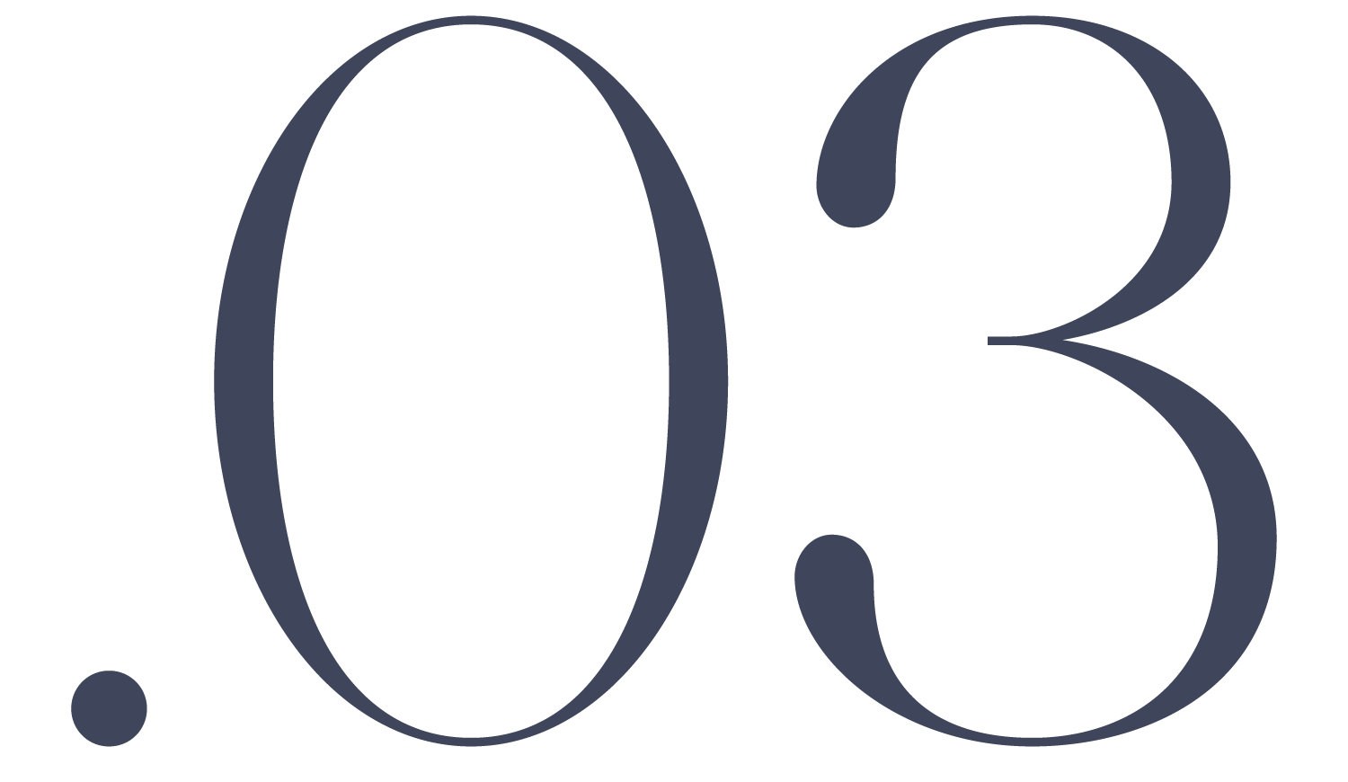 Large black text displaying '.03' on a white background.