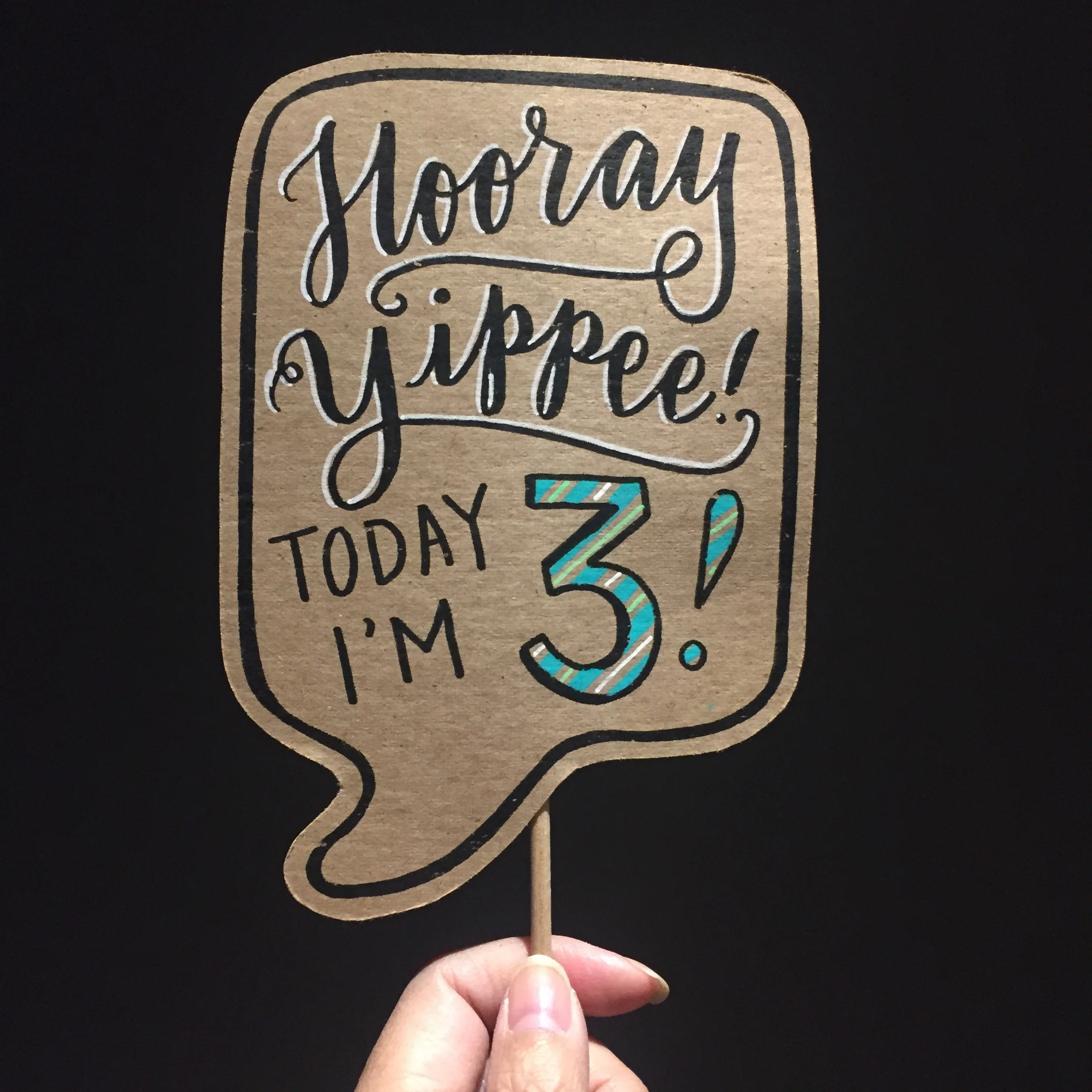 Hooray Yippee Today I'm 3! - 3rd Birthday Posecards™®