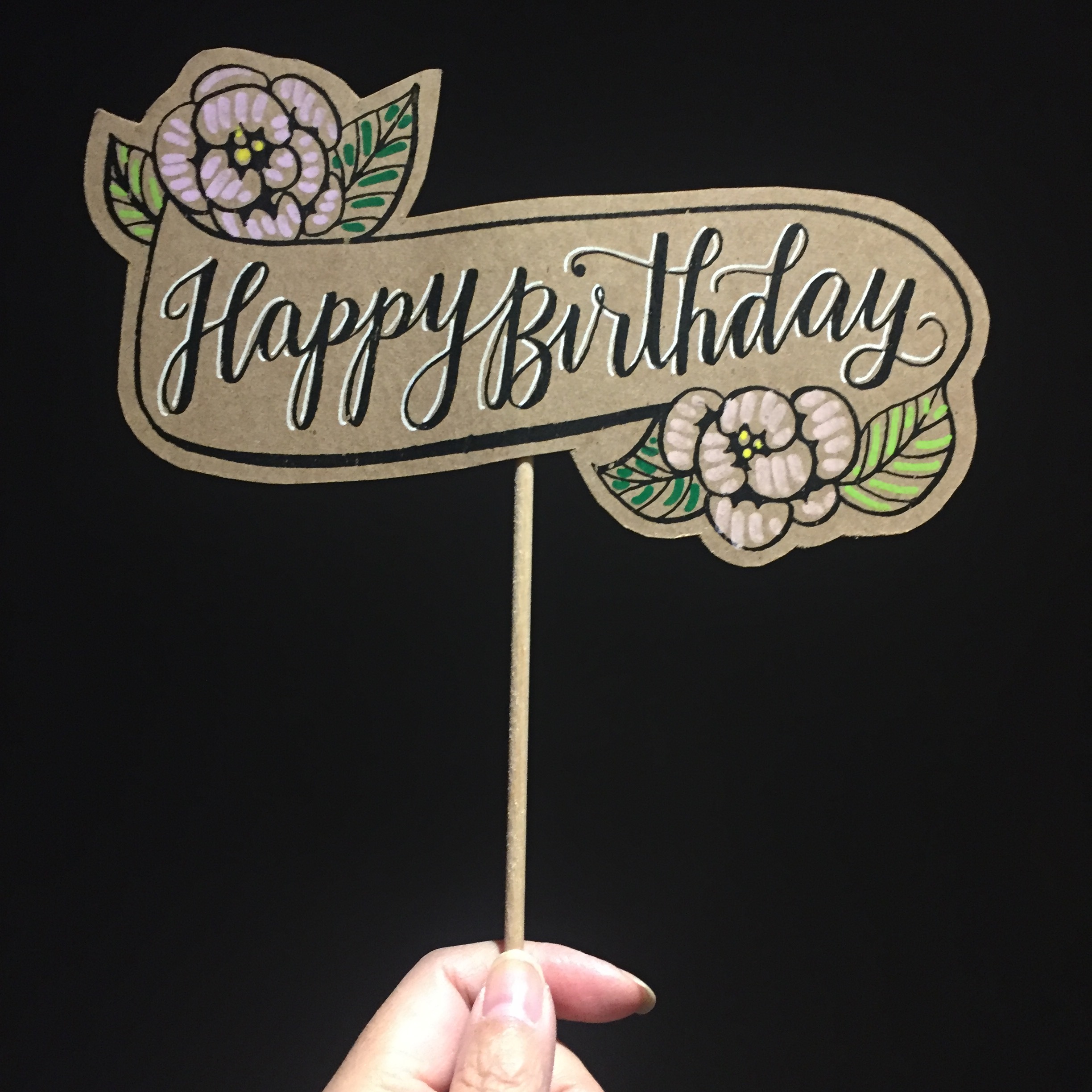 Happy Birthday Floral Banner Posecards™®