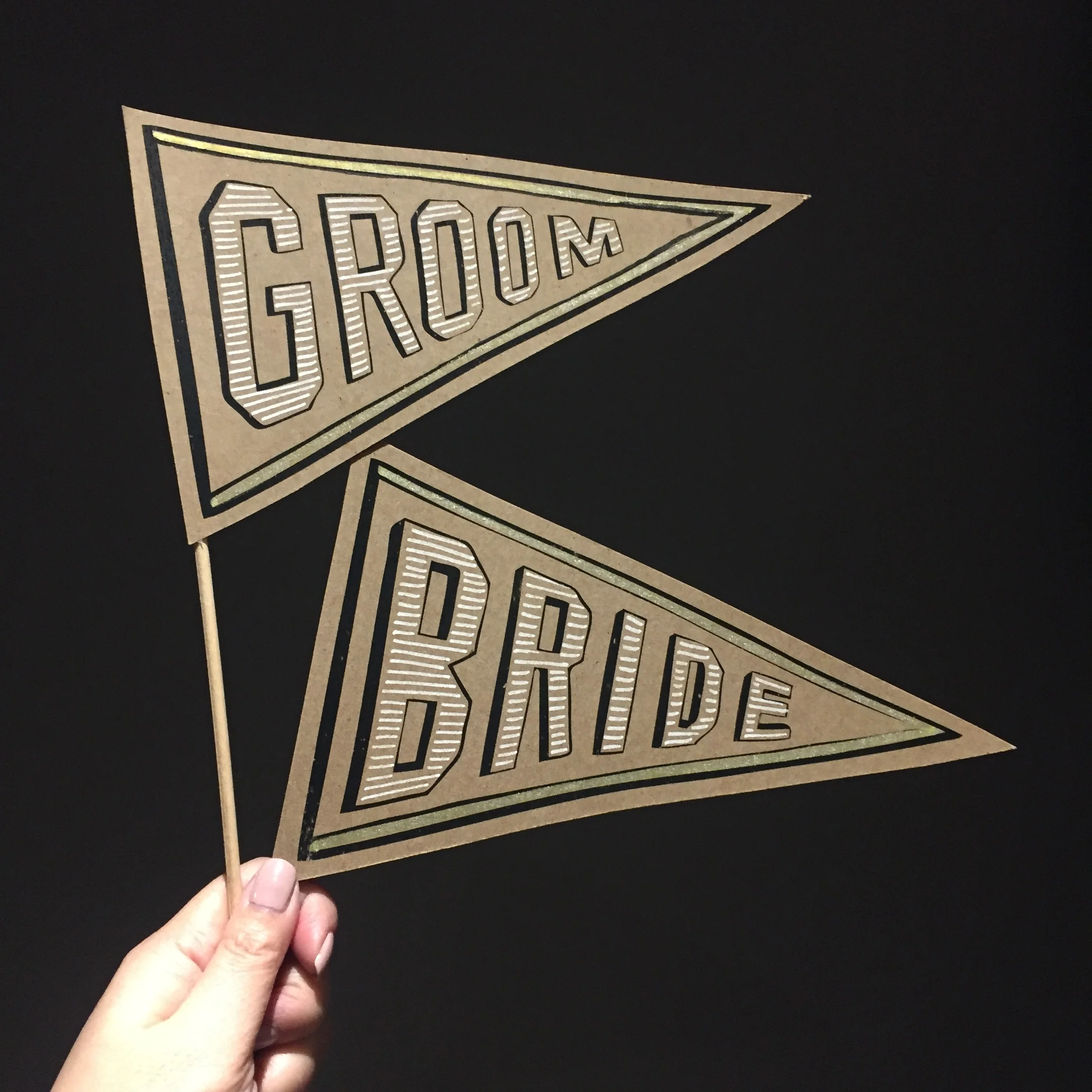 Bride/Groom Flags - Posecards™® 2 pc Set