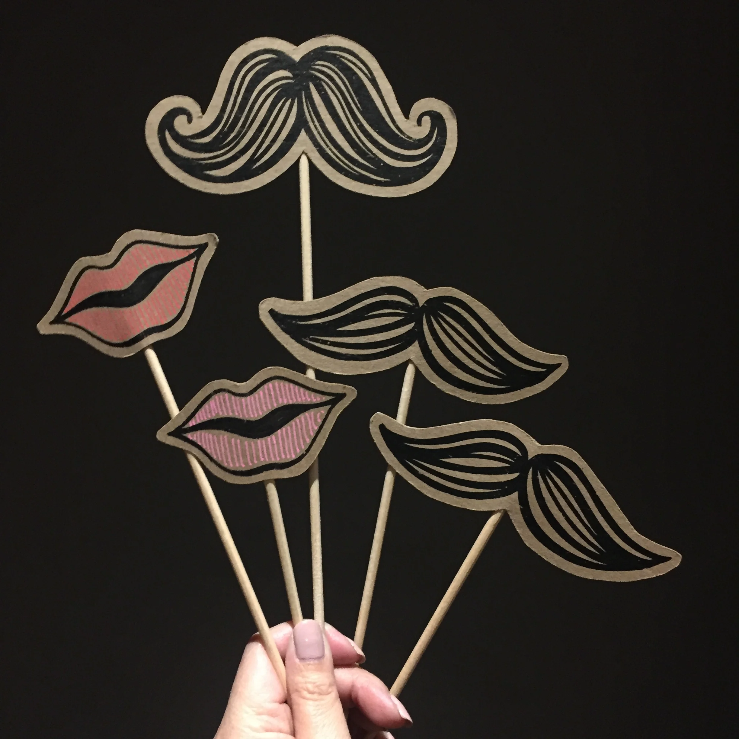 Lips &amp; Moustaches Set - Posecards™® 5 pcs