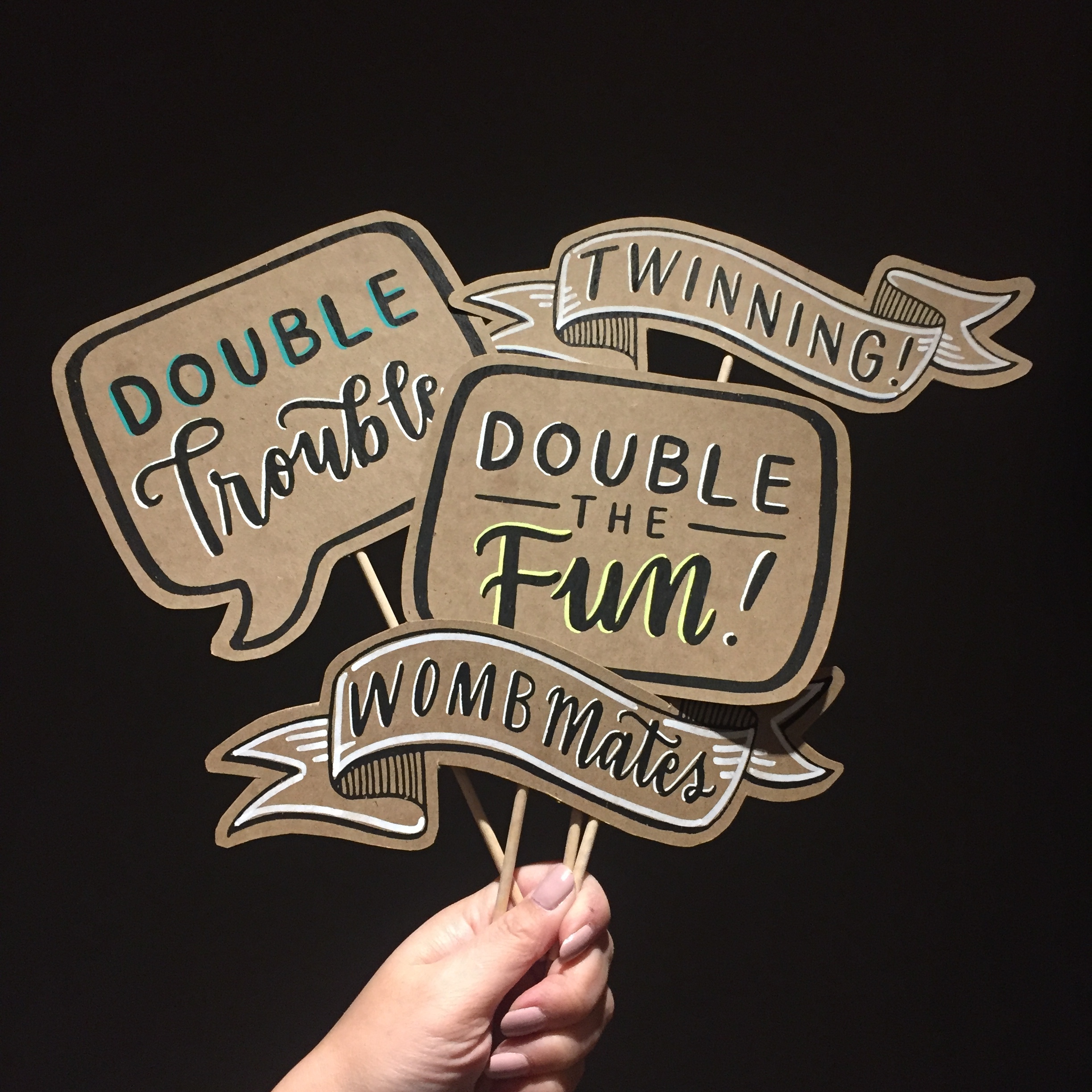 Twins Posecards™® Photo Prop Set - 4 Pieces