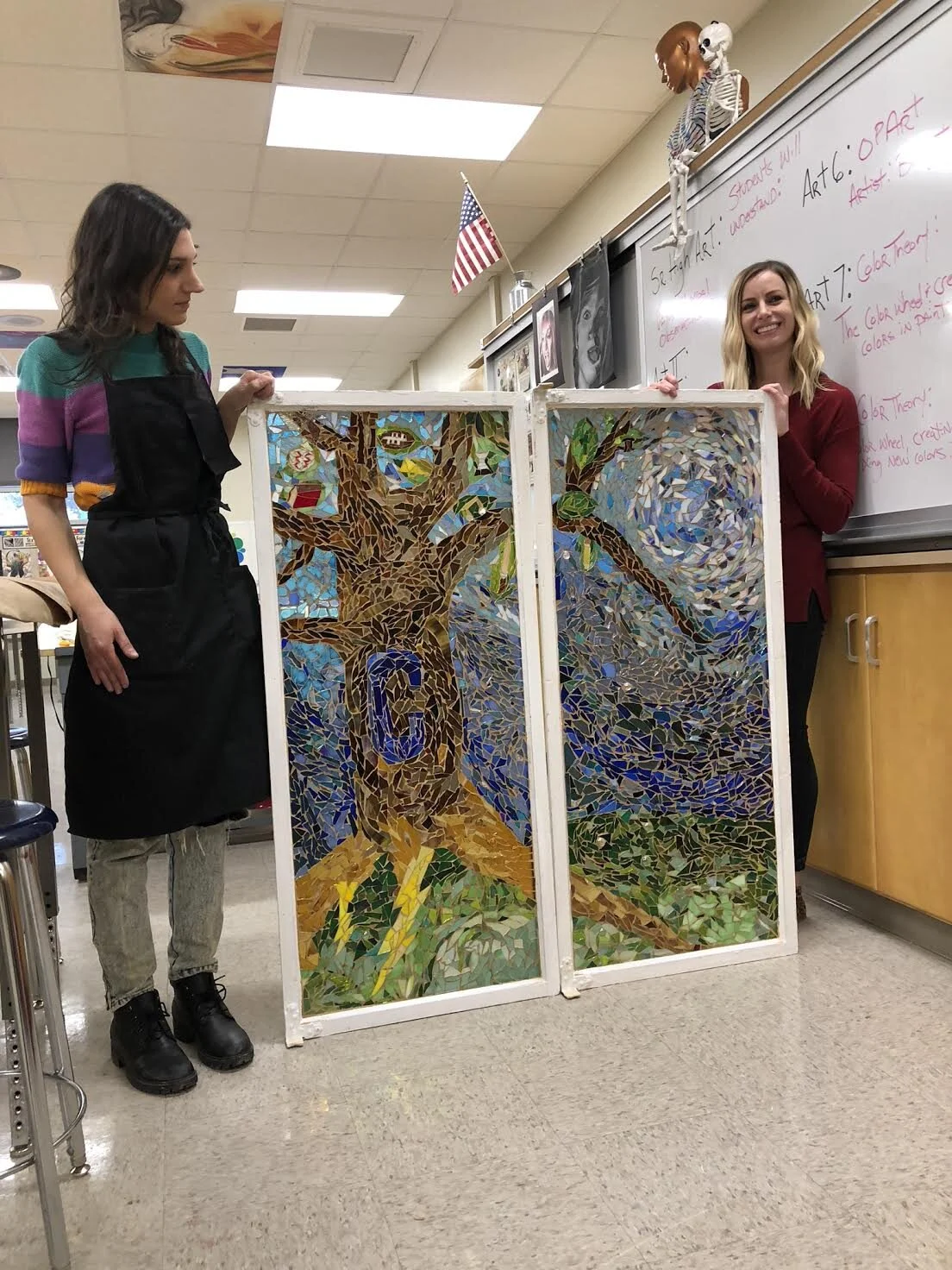  The teacher and I posing with the finished works :) 