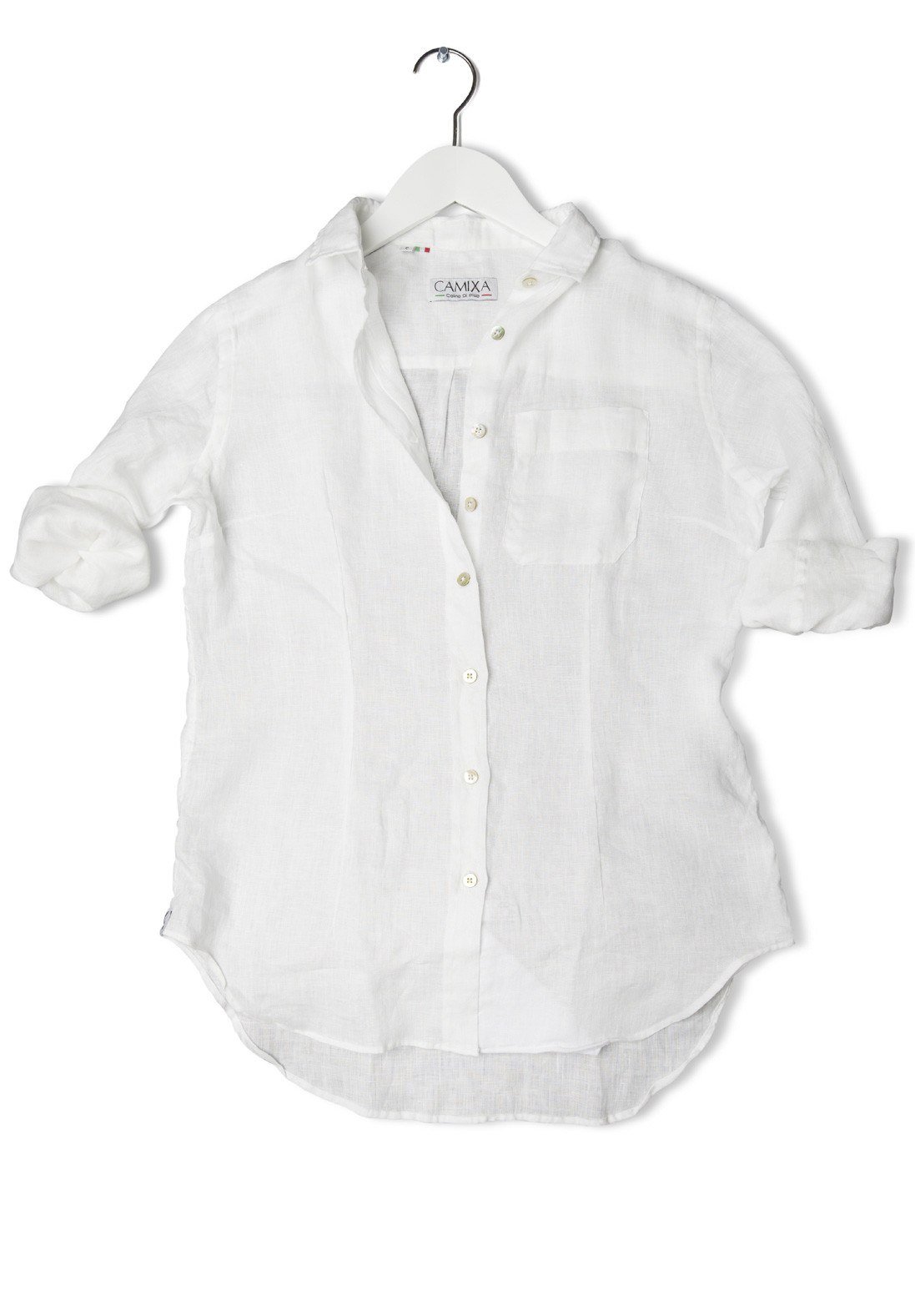 Camixa Lina White Linen Shirt