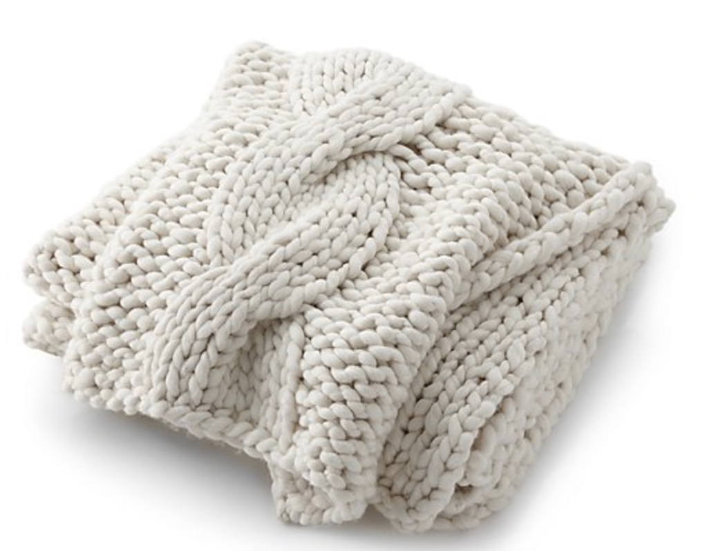 White Chunky Knit Blanket Crate and Barrel