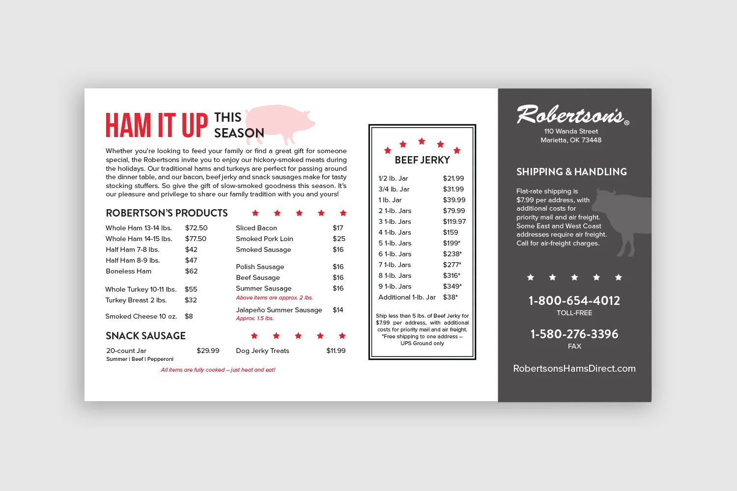 Robertson’s Hams Direct Mail Card