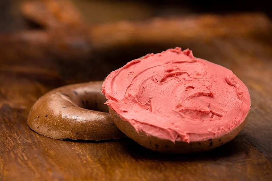 bagel with strawberry cream cheese