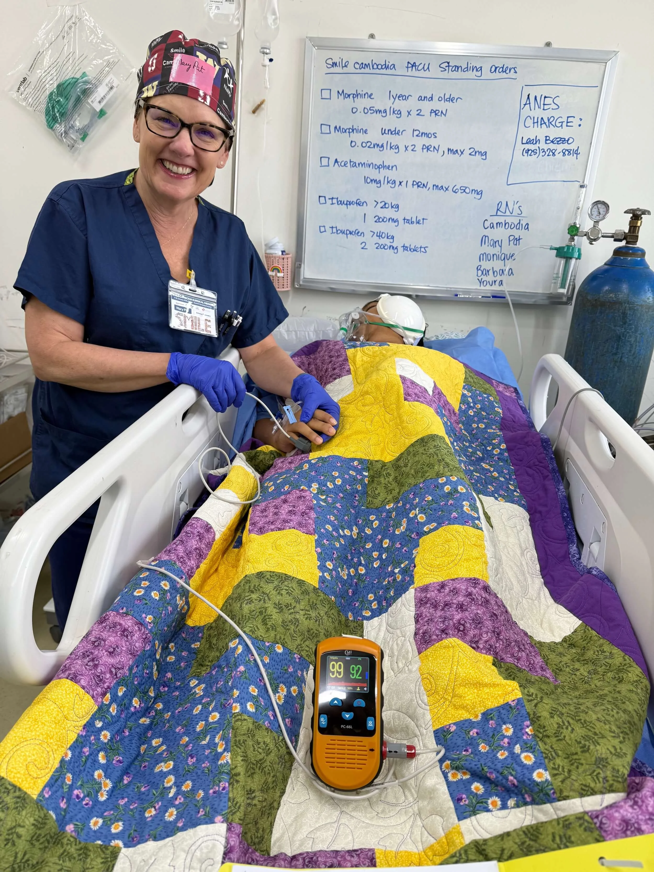 Mary Pat Kiessling RN managing the recovery room