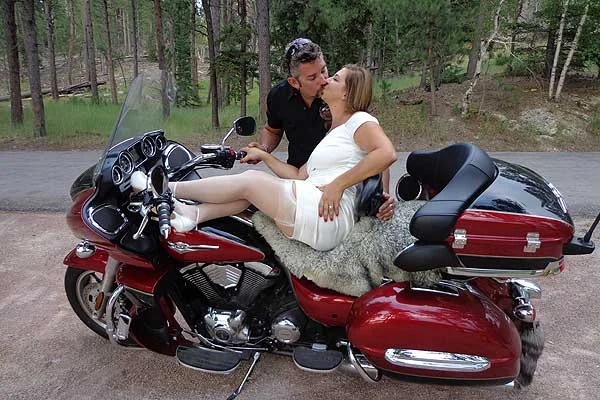 White stockings on a red motorcycle  courtesy photo