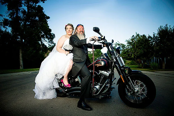 biker wedding attire