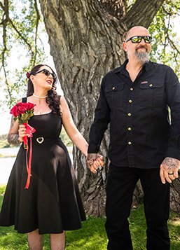  Black: a classic rally wedding choice  photo ©    Legacy Photo and Design   