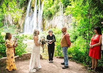 Biker vows in front of Spearfish Falls