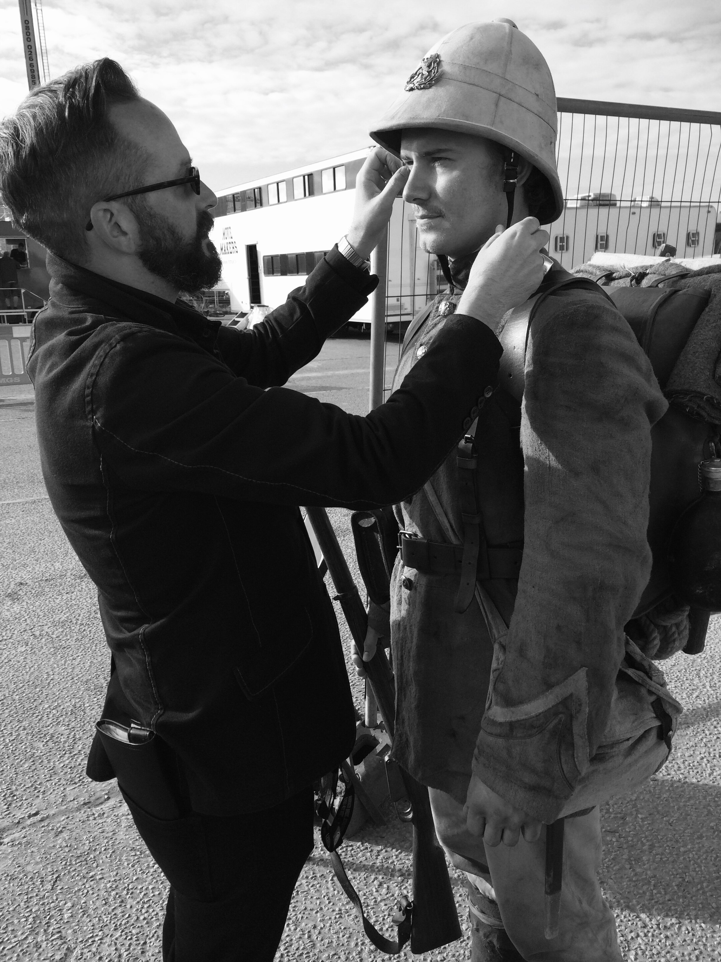Costume Tweaks whilst filming on Tarzan The Untamed (Belgian Army) “No Capes!” Edna Mode