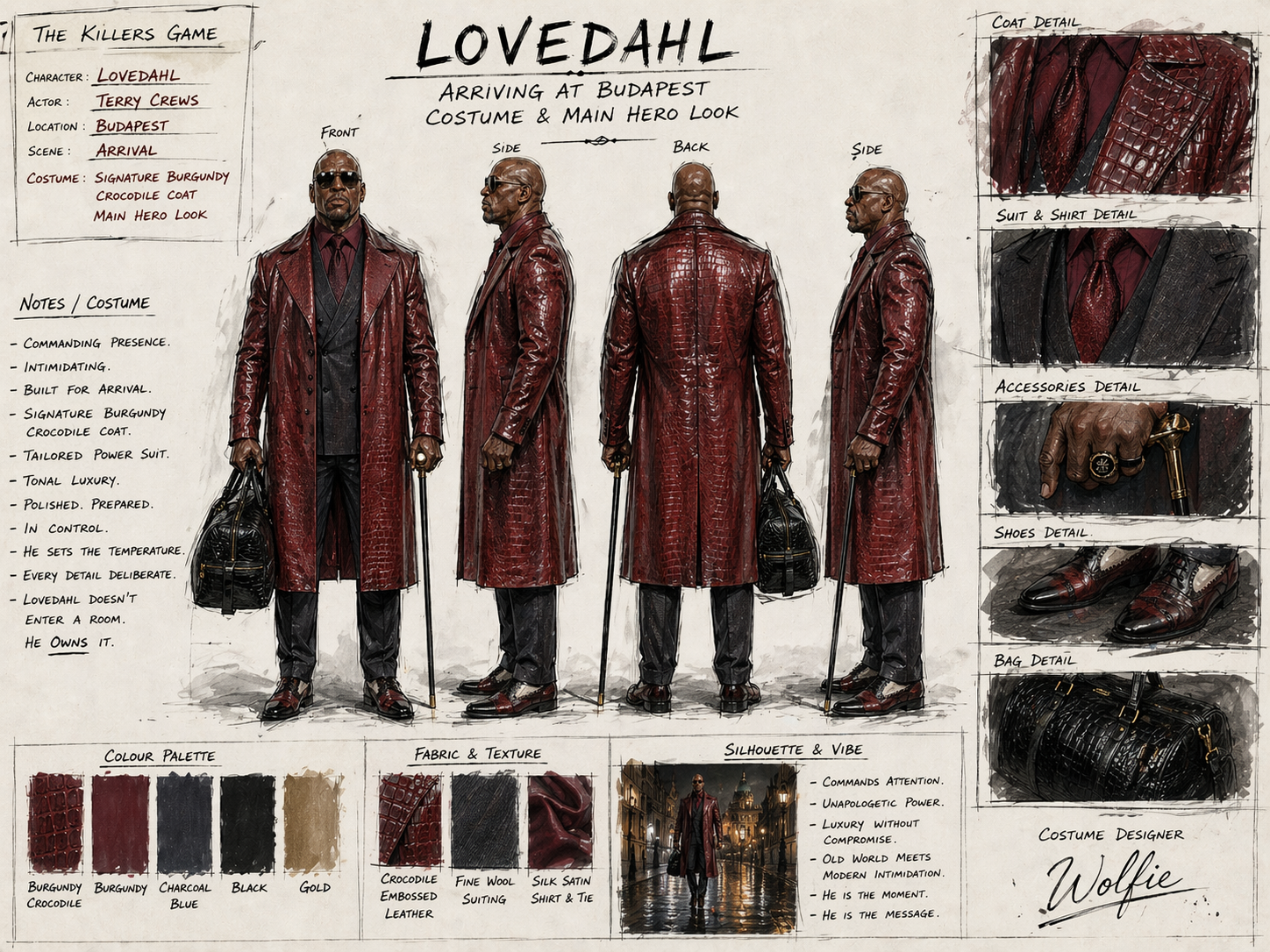 The Killers Game  - Action movie, Costume design by David Wolfe  (AKA Wolfie). Terry Crews as Creighton Lovedahl