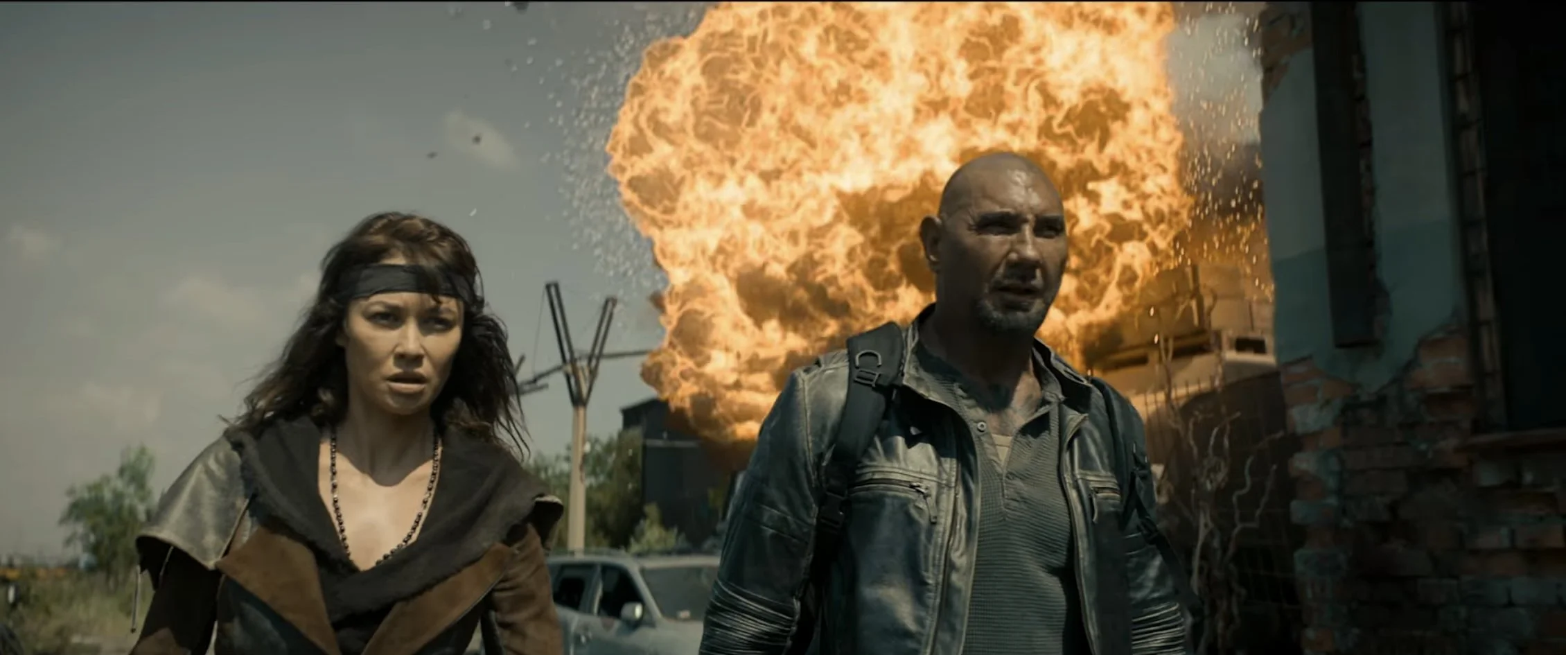 Afterburn the movie, Costume design by David Wolfe (AKA Wolfie)  - Dave Bautista as Jake (Treasure Hunter) Afterburn the movie, Costume design by David Wolfe( AKA Wolfie)   -Olga Kurylenko as Drea (Freedom Fighter)