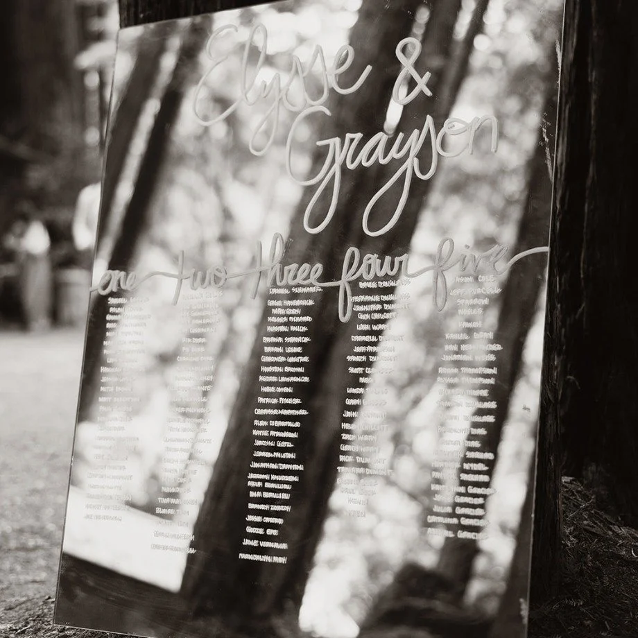 Love reflected under the redwoods. 🌲✨
A mirrored moment guiding guests to a night of celebration. 💍

#WeddingDetails #RedwoodWedding #LoveInEveryDetail #MirroredMagic #Campnoyoevents