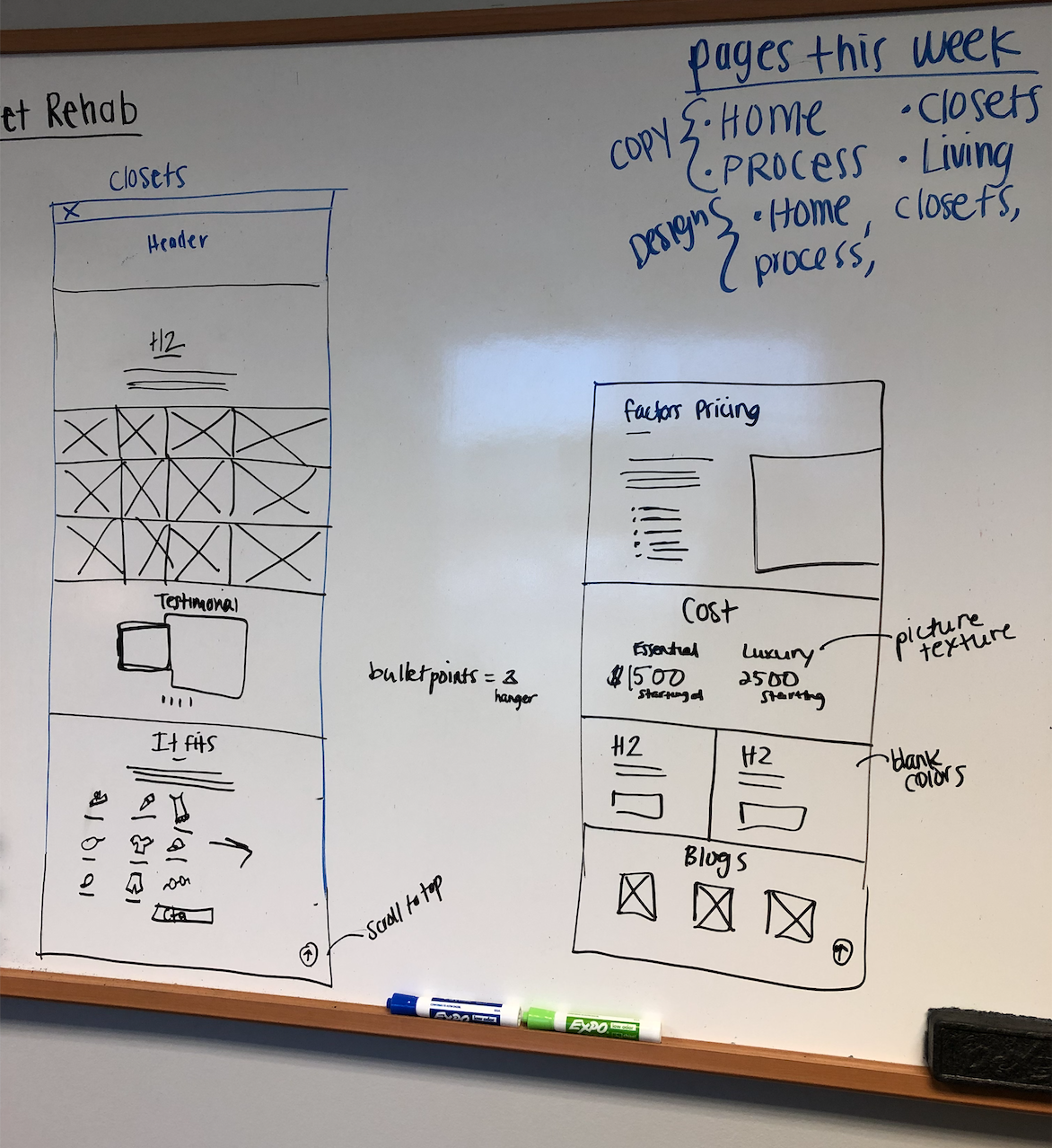 Wireframe / Closets Overview Page