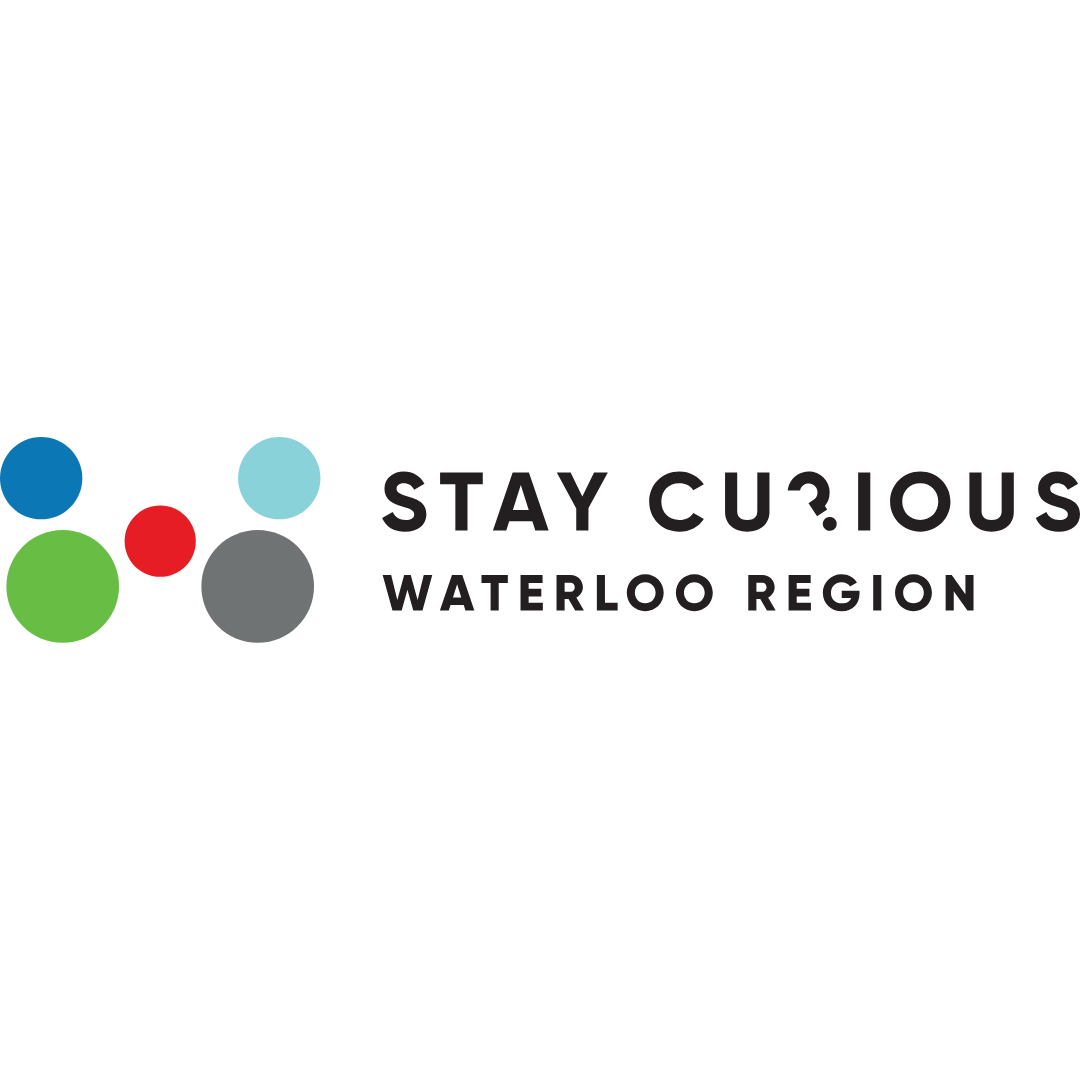 Logo with five colored circles and the text 'STAY CURIOUS WATERLOO REGION'.