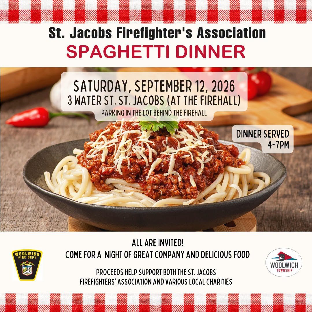 Spaghetti Dinner St. Jacobs Fire Department September 12