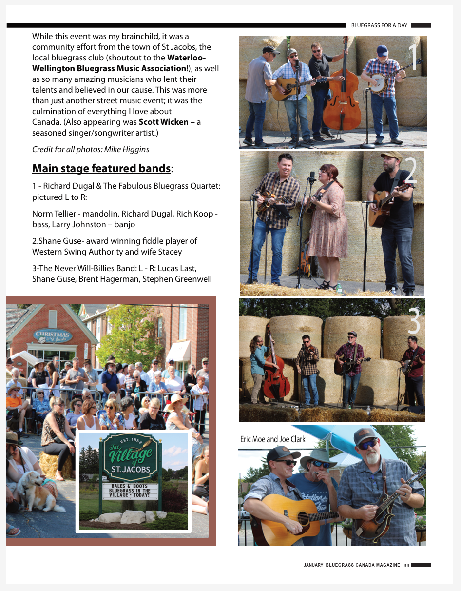 Photo of the newspaper article on the first ever Bales and Boots Bluegrass Bash