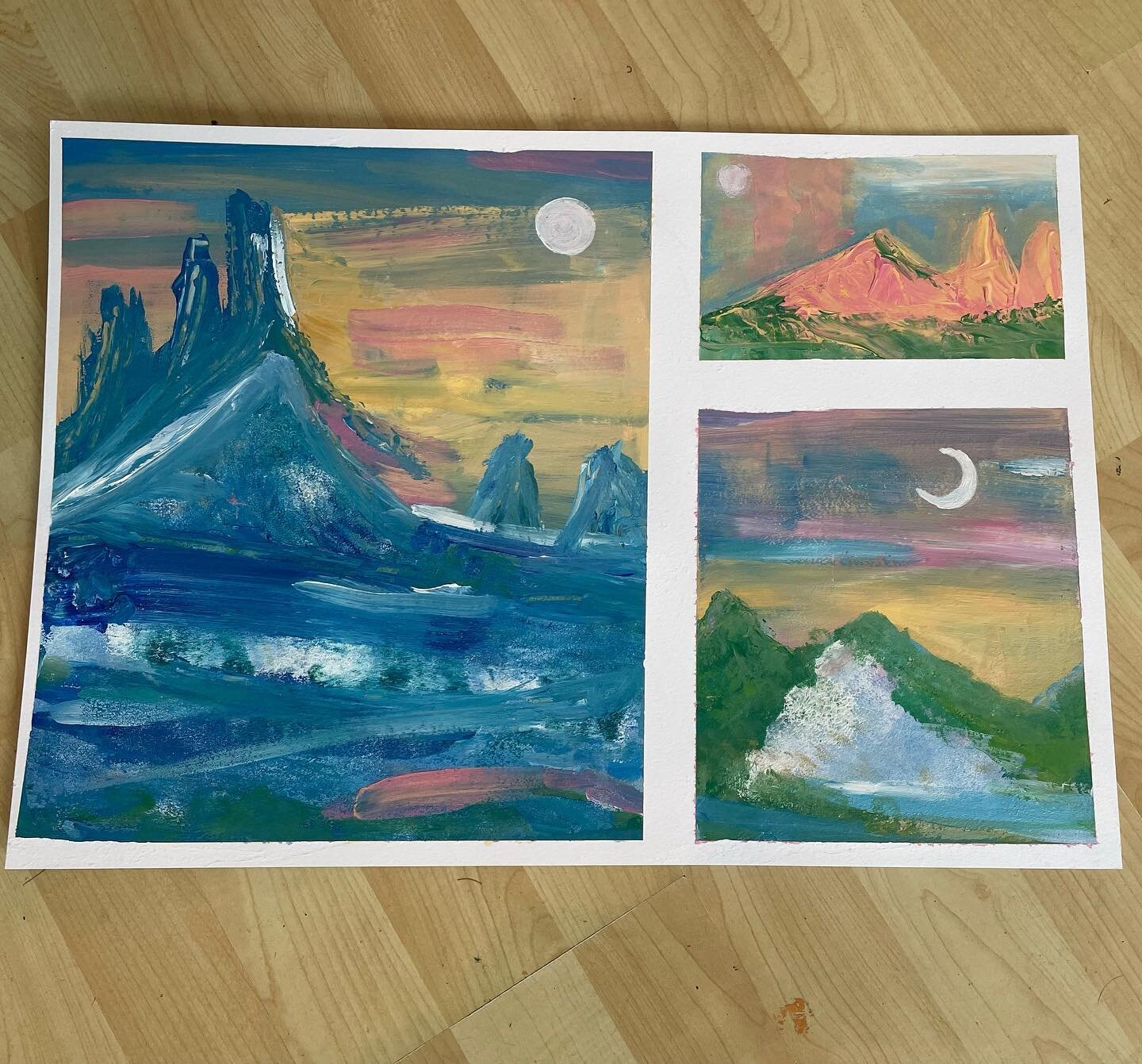 🌙 moons
🏔️ mountains
💫magnificence 

This weeks art class based on this wonderful card I chose this week. Will post the meaning in stories. Felt apt. ❤️