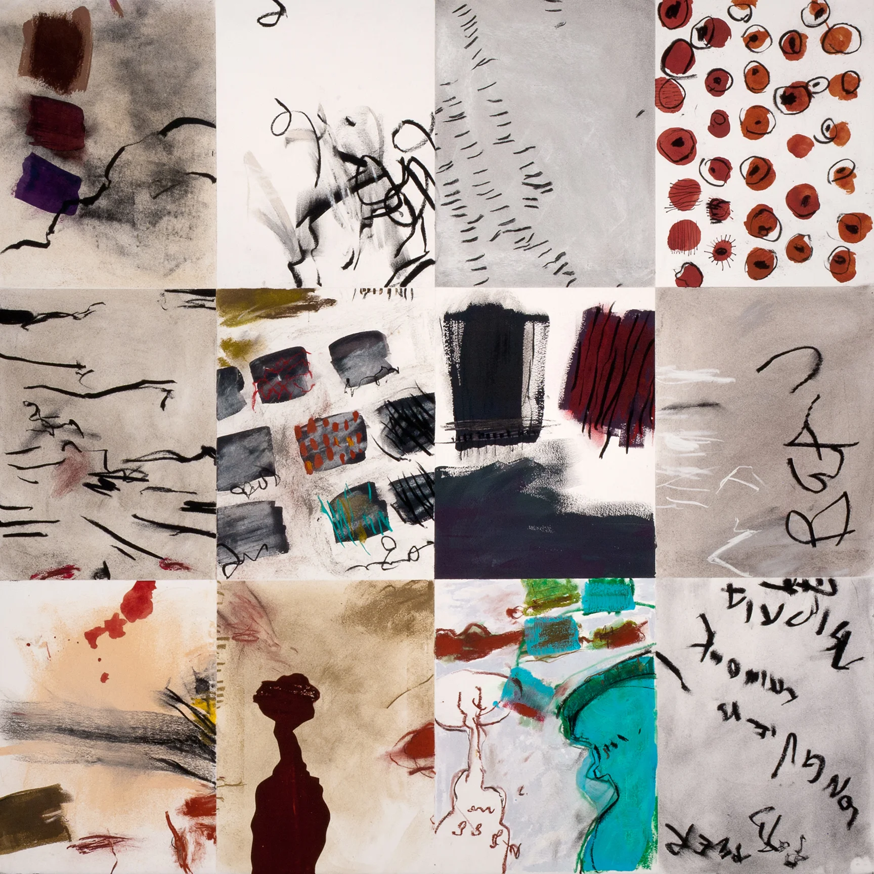 Footnotes 16 A Mixed media on paper 30" x 30"
