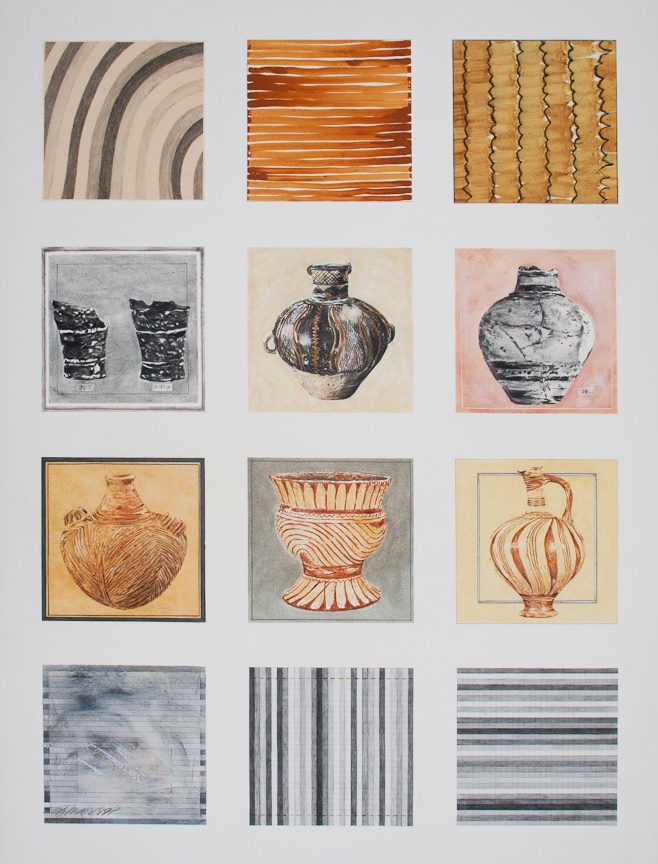   A Preliminary Ethnography of the Stripe, Part 2   Charcoal, pastel, watercolor, graphite, collage, on paper  40" x 30" 